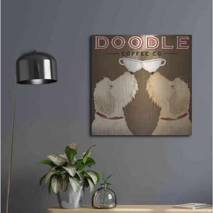 Luxe Metal Art 'Doodle Coffee Double II' by Ryan Fowler, Metal Wall Art,24x24