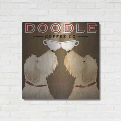 Luxe Metal Art 'Doodle Coffee Double II' by Ryan Fowler, Metal Wall Art,36x36