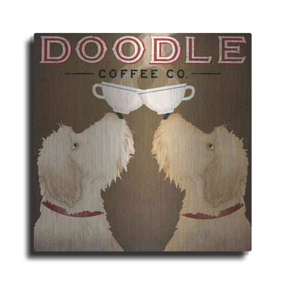 Luxe Metal Art 'Doodle Coffee Double II' by Ryan Fowler, Metal Wall Art