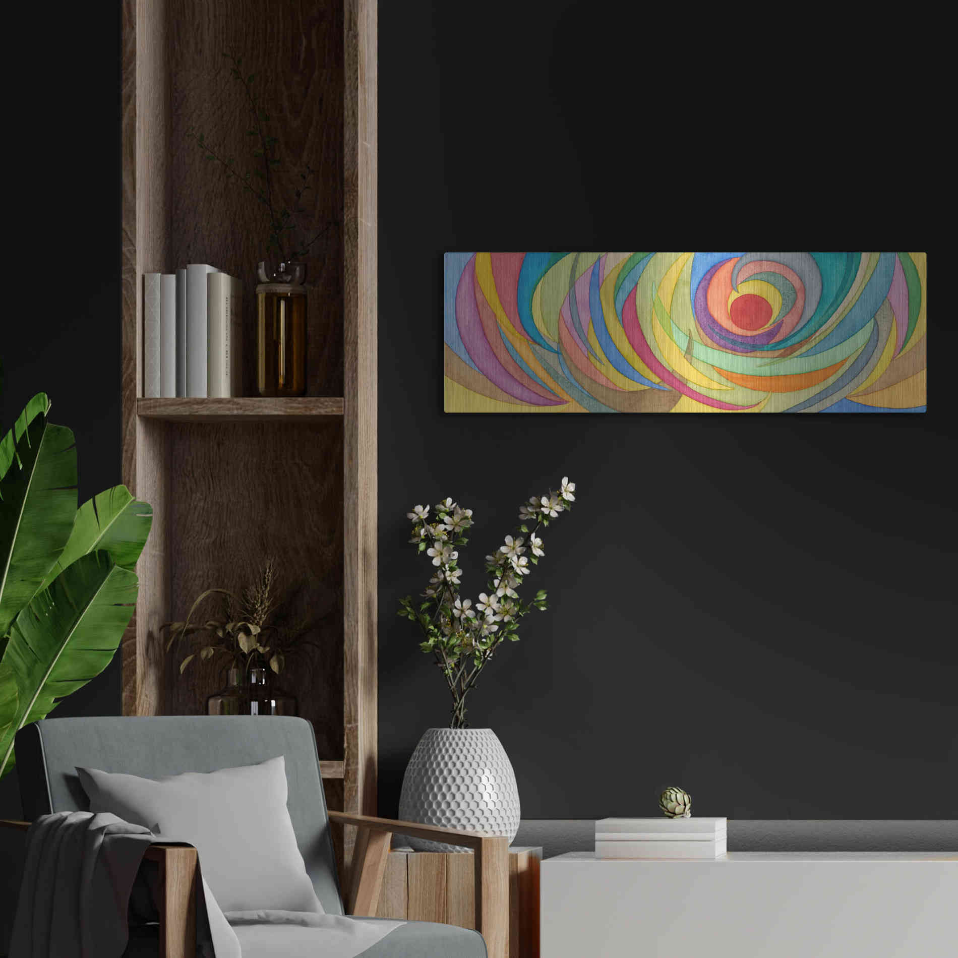 Luxe Metal Art 'Watercolor Arches I' by Nikki Galapon, Metal Wall Art,36x12