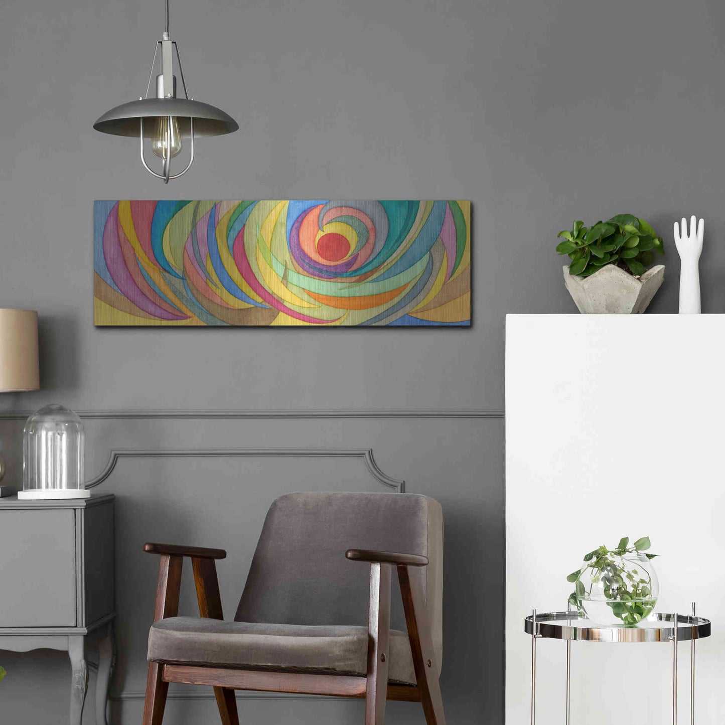 Luxe Metal Art 'Watercolor Arches I' by Nikki Galapon, Metal Wall Art,36x12