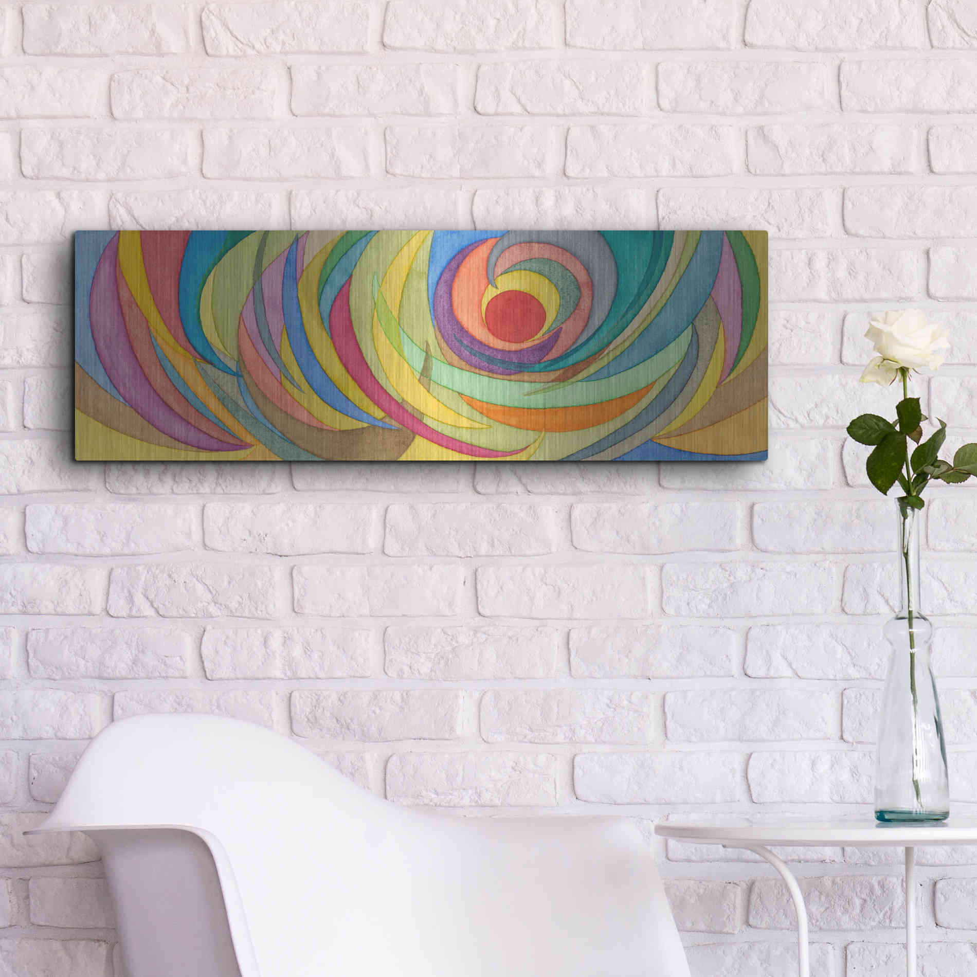 Luxe Metal Art 'Watercolor Arches I' by Nikki Galapon, Metal Wall Art,36x12