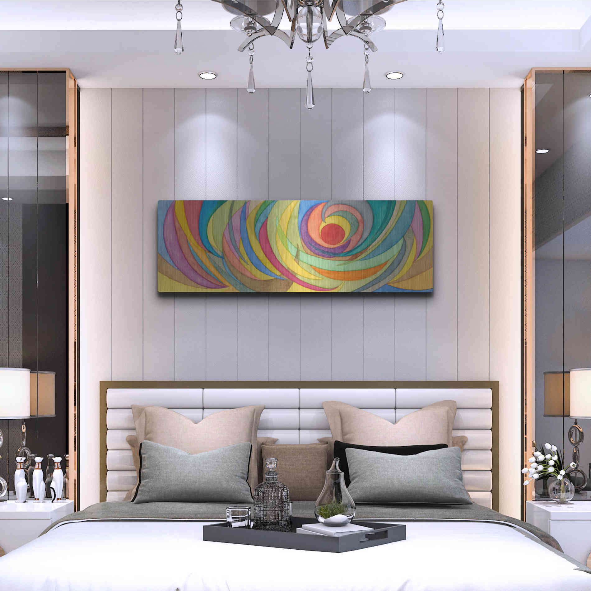 Luxe Metal Art 'Watercolor Arches I' by Nikki Galapon, Metal Wall Art,48x16