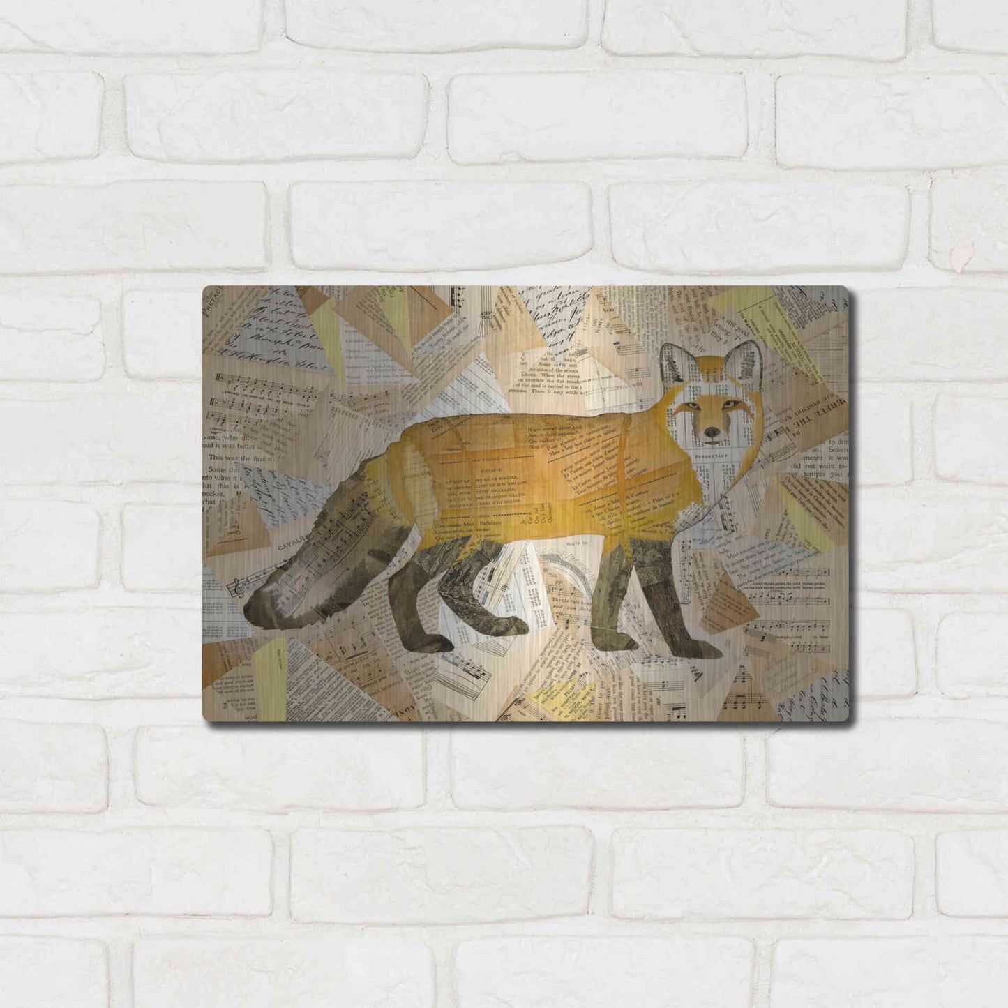 Luxe Metal Art 'Red Fox Collage I' by Nikki Galapon, Metal Wall Art,16x12