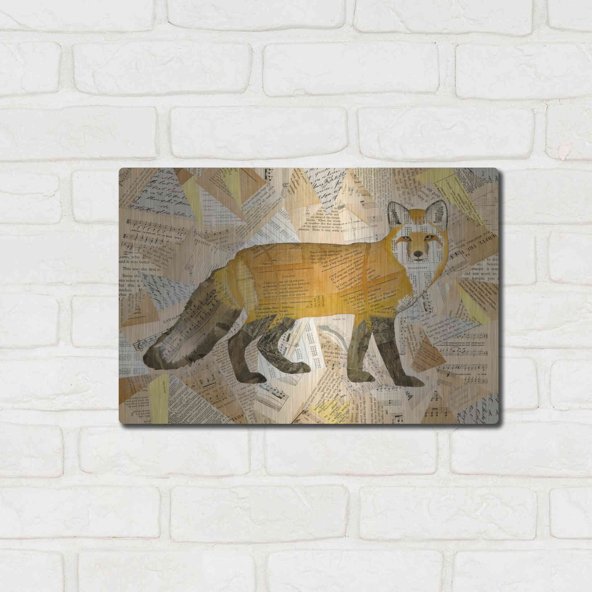Luxe Metal Art 'Red Fox Collage I' by Nikki Galapon, Metal Wall Art,16x12