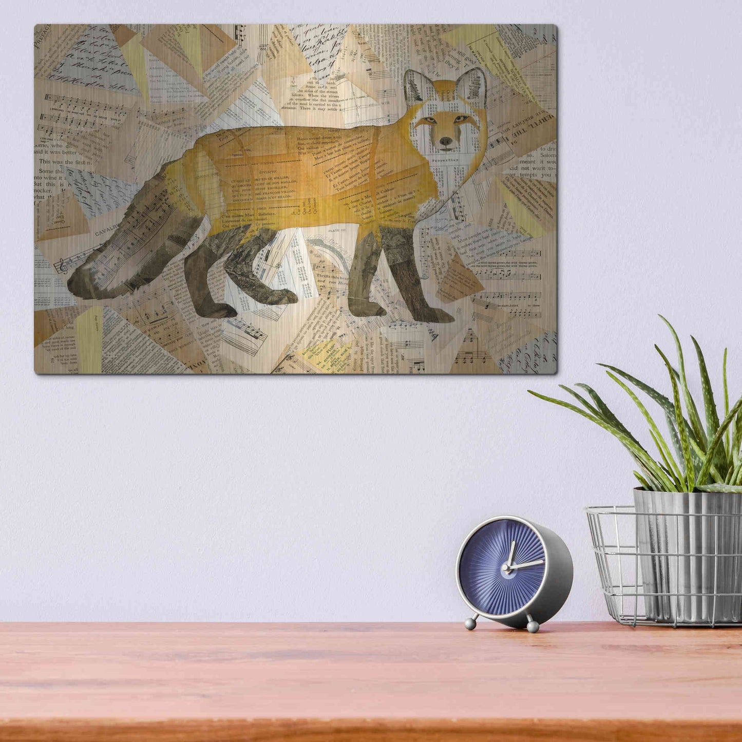 Luxe Metal Art 'Red Fox Collage I' by Nikki Galapon, Metal Wall Art,16x12