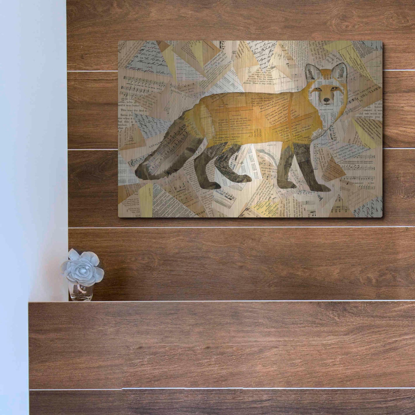 Luxe Metal Art 'Red Fox Collage I' by Nikki Galapon, Metal Wall Art,16x12