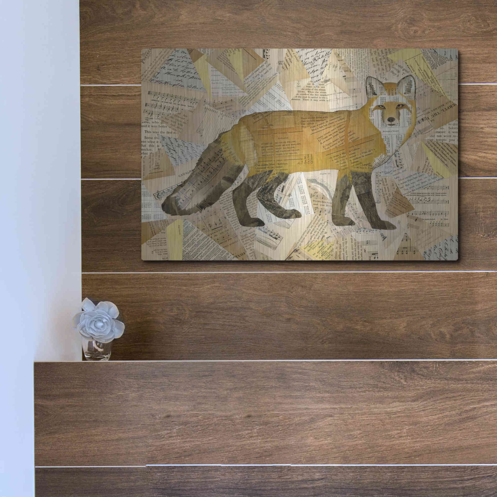 Luxe Metal Art 'Red Fox Collage I' by Nikki Galapon, Metal Wall Art,16x12