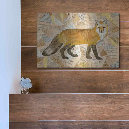 Luxe Metal Art 'Red Fox Collage I' by Nikki Galapon, Metal Wall Art,16x12