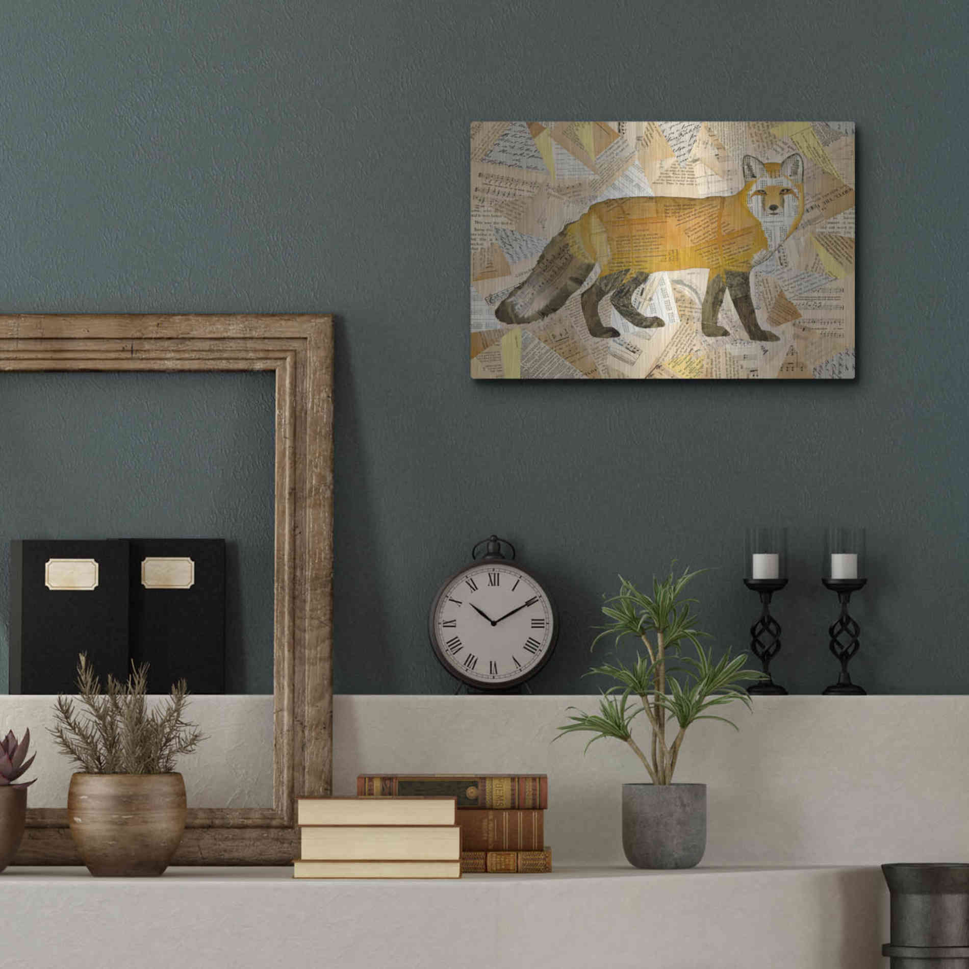Luxe Metal Art 'Red Fox Collage I' by Nikki Galapon, Metal Wall Art,16x12