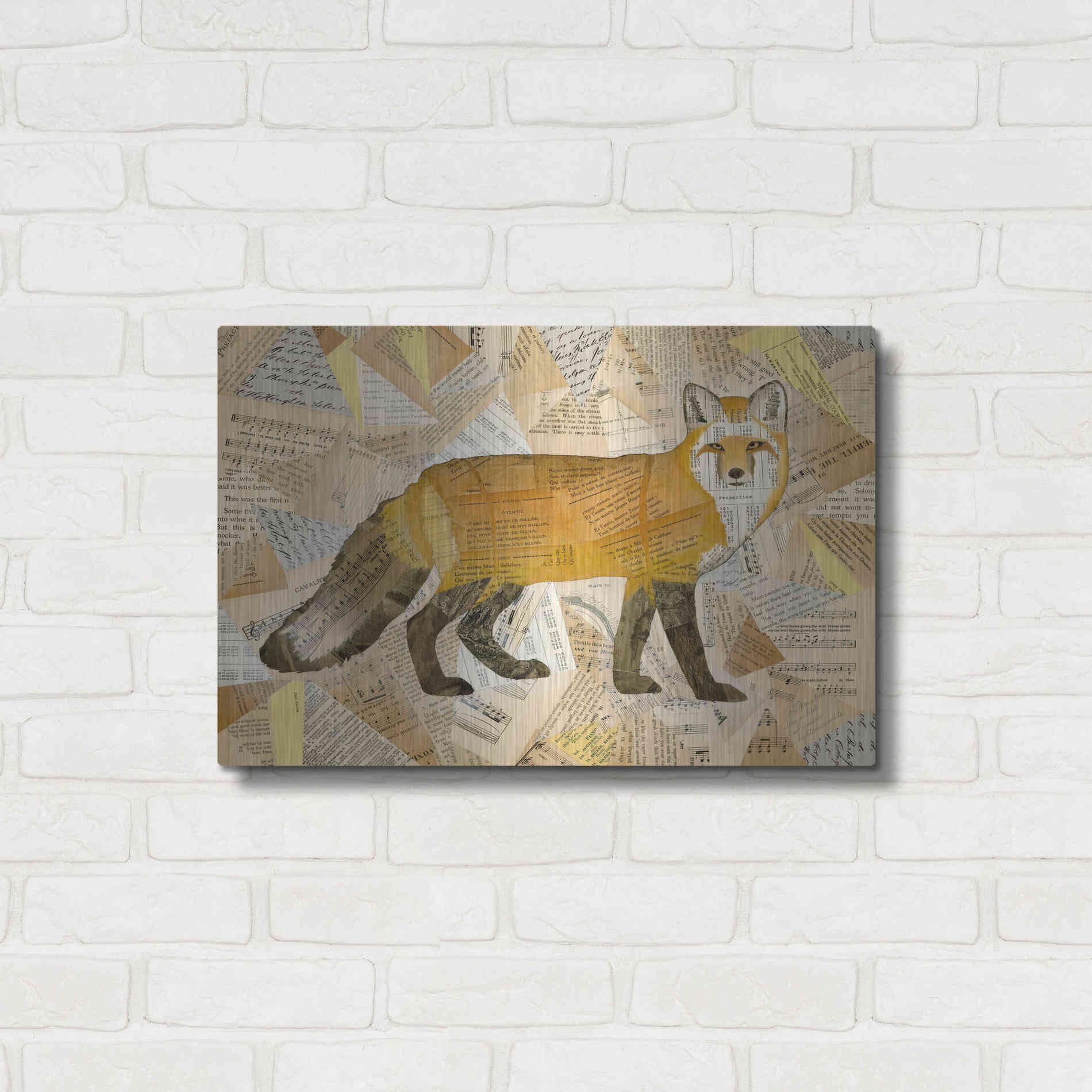 Luxe Metal Art 'Red Fox Collage I' by Nikki Galapon, Metal Wall Art,24x16