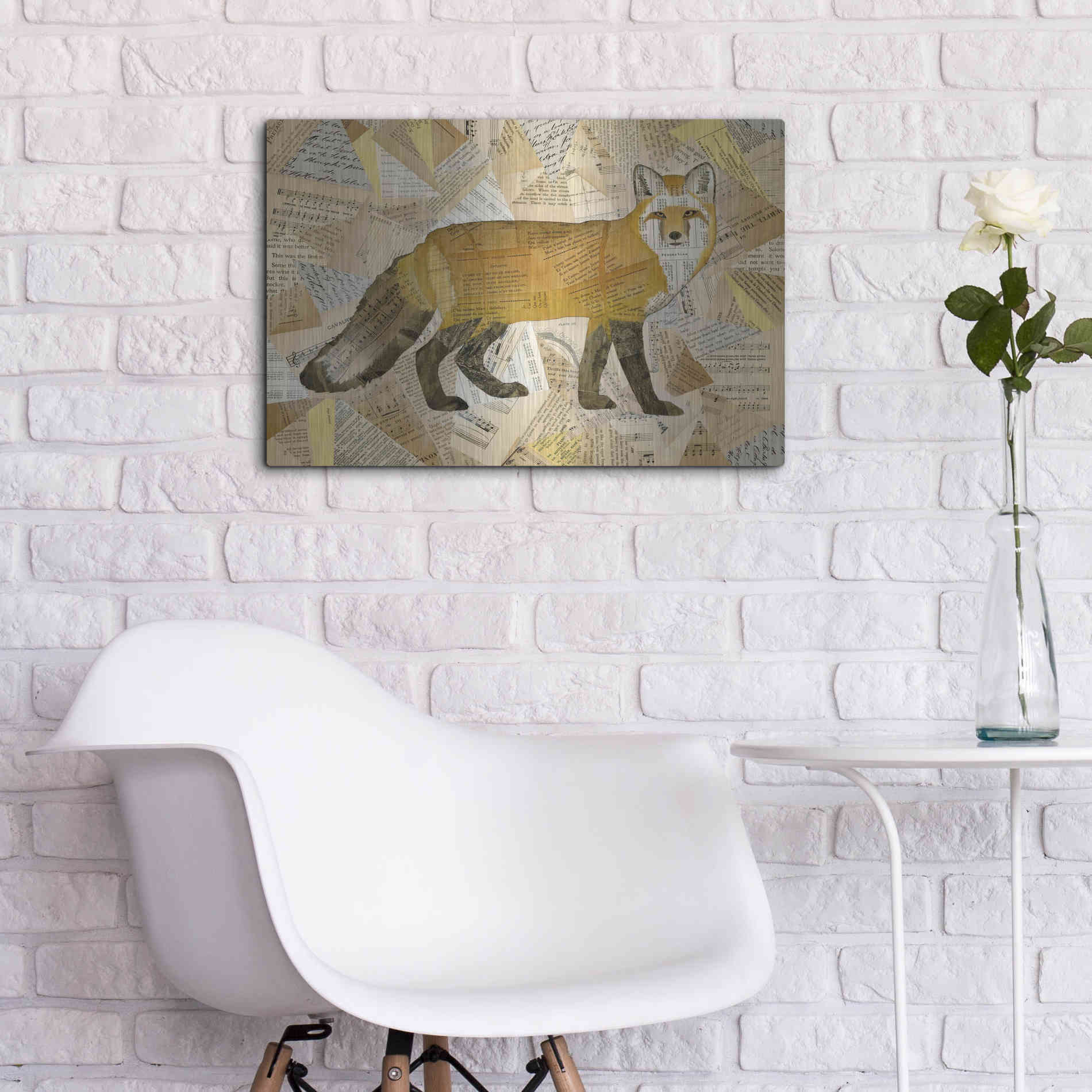 Luxe Metal Art 'Red Fox Collage I' by Nikki Galapon, Metal Wall Art,24x16