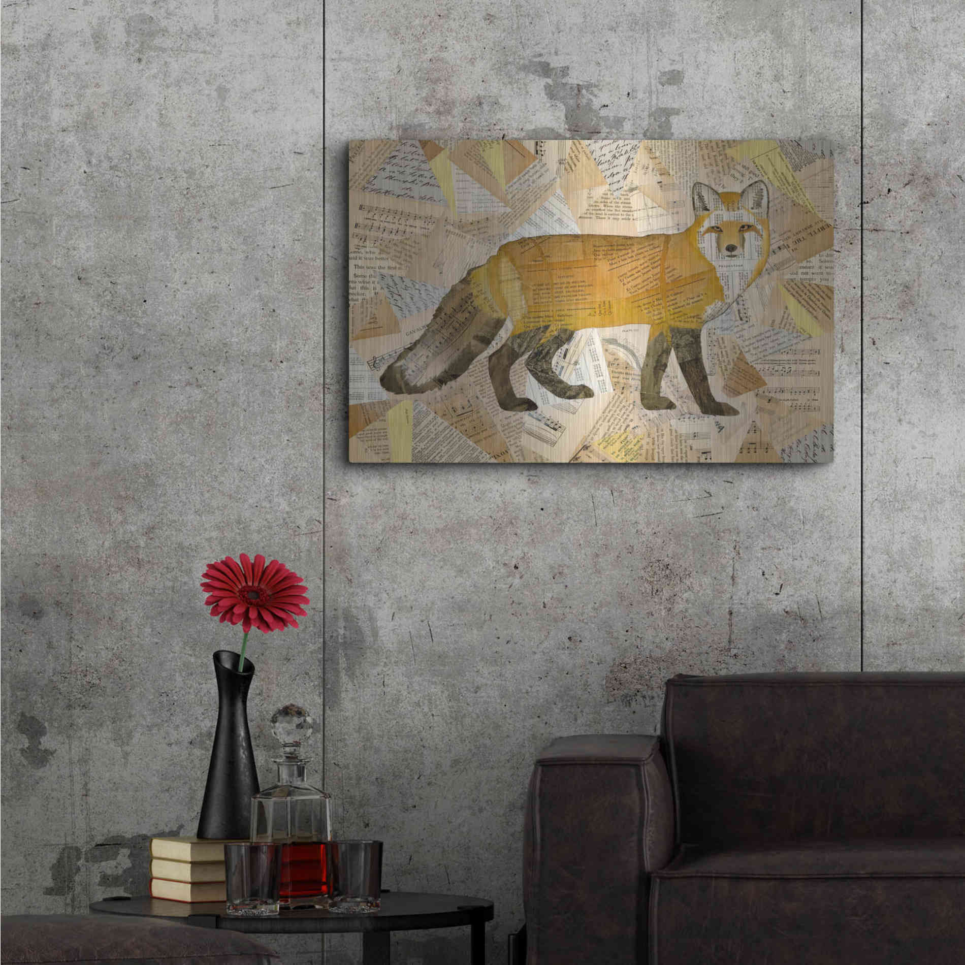 Luxe Metal Art 'Red Fox Collage I' by Nikki Galapon, Metal Wall Art,36x24