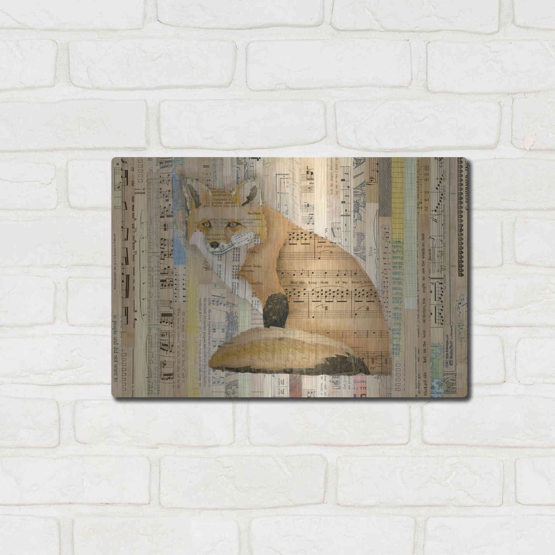 Luxe Metal Art 'Red Fox Collage II' by Nikki Galapon, Metal Wall Art,16x12
