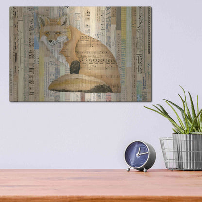 Luxe Metal Art 'Red Fox Collage II' by Nikki Galapon, Metal Wall Art,16x12