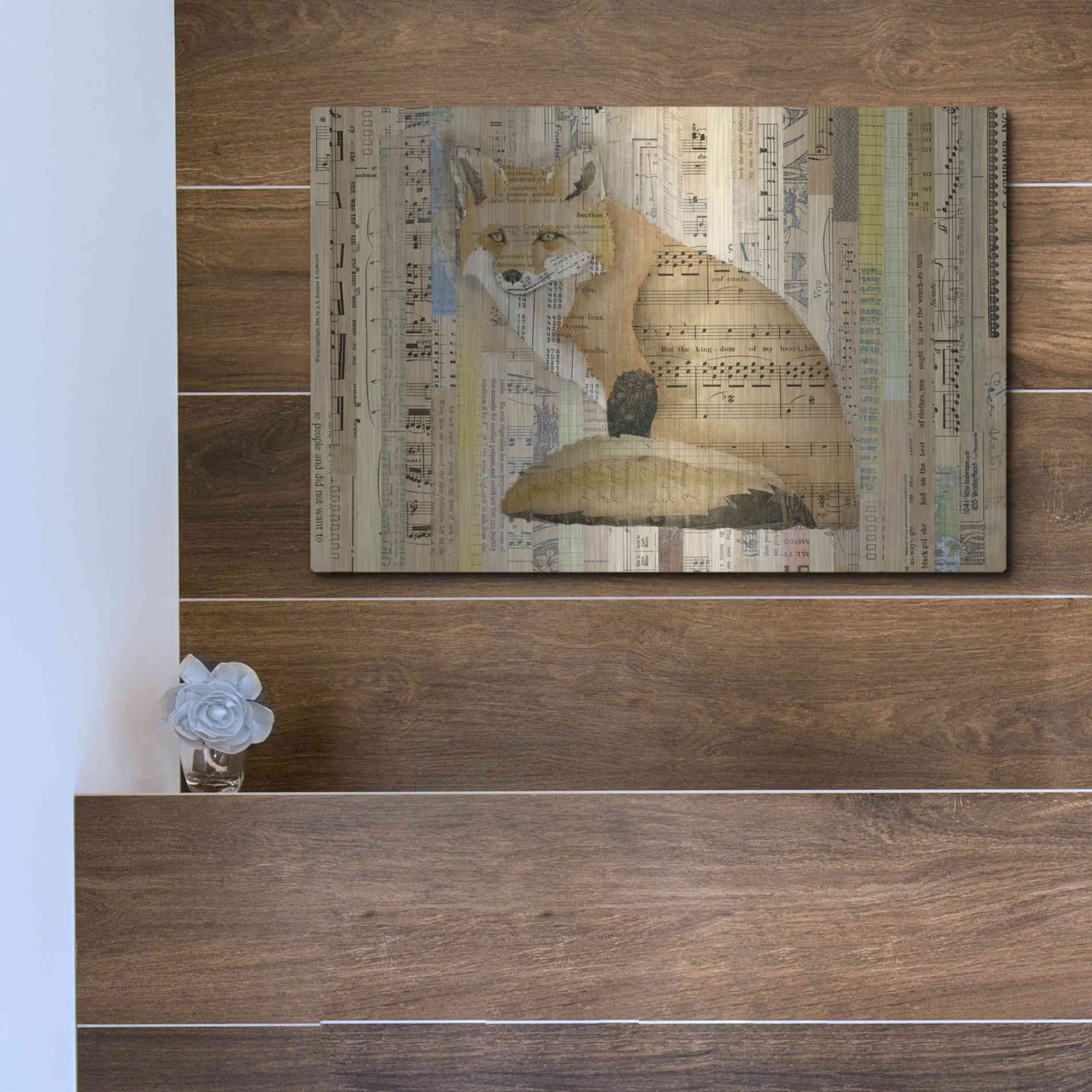 Luxe Metal Art 'Red Fox Collage II' by Nikki Galapon, Metal Wall Art,16x12