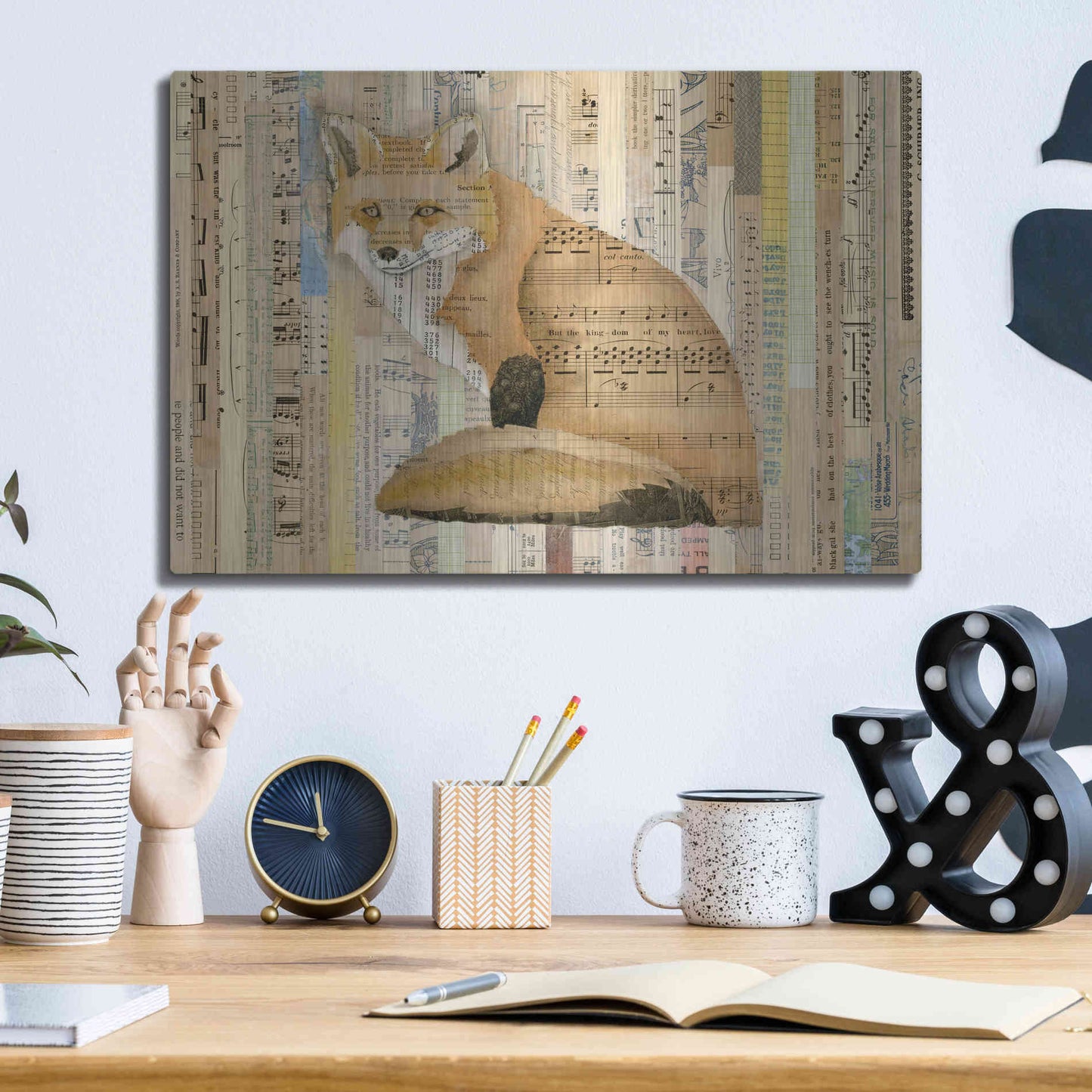 Luxe Metal Art 'Red Fox Collage II' by Nikki Galapon, Metal Wall Art,16x12