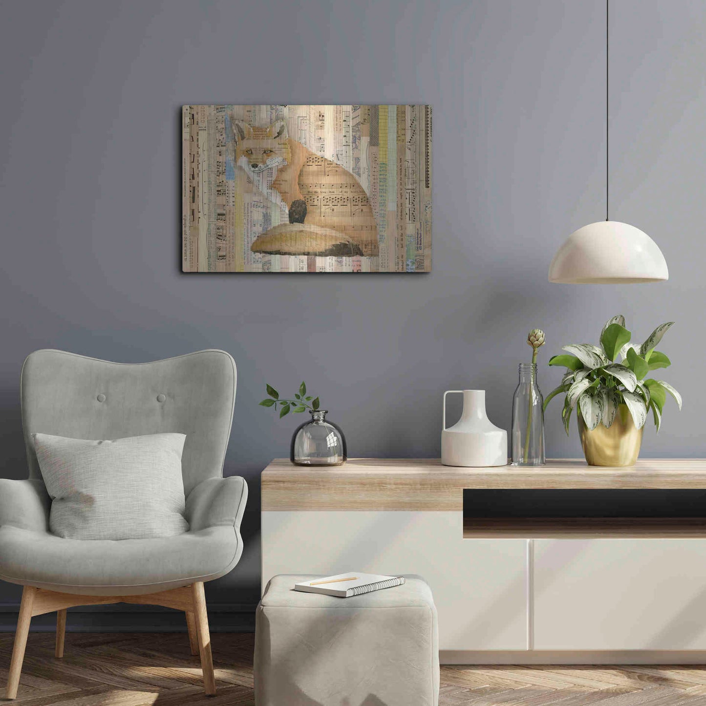 Luxe Metal Art 'Red Fox Collage II' by Nikki Galapon, Metal Wall Art,24x16