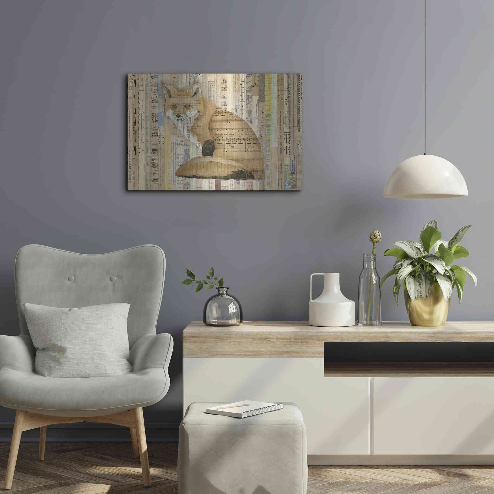 Luxe Metal Art 'Red Fox Collage II' by Nikki Galapon, Metal Wall Art,24x16