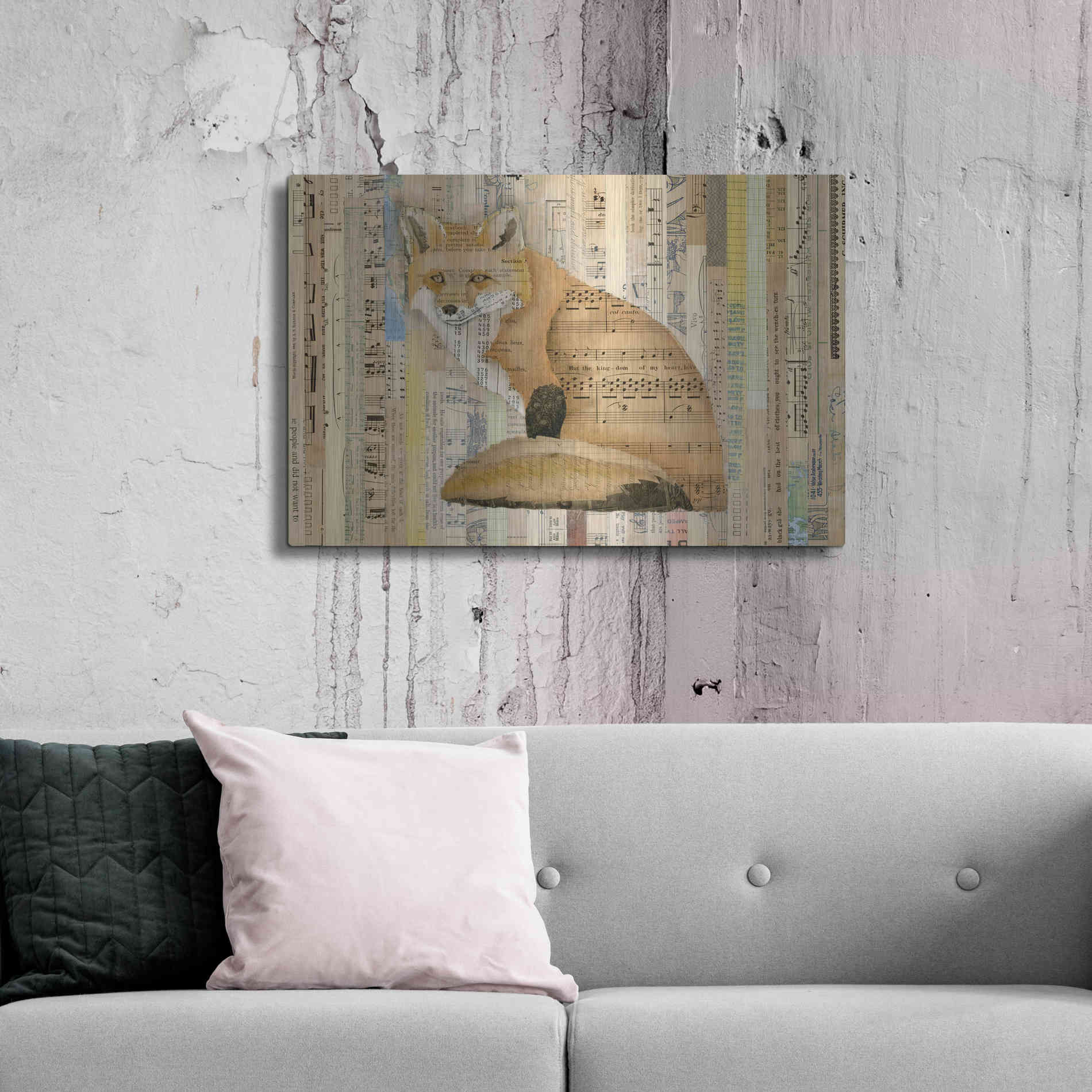 Luxe Metal Art 'Red Fox Collage II' by Nikki Galapon, Metal Wall Art,36x24