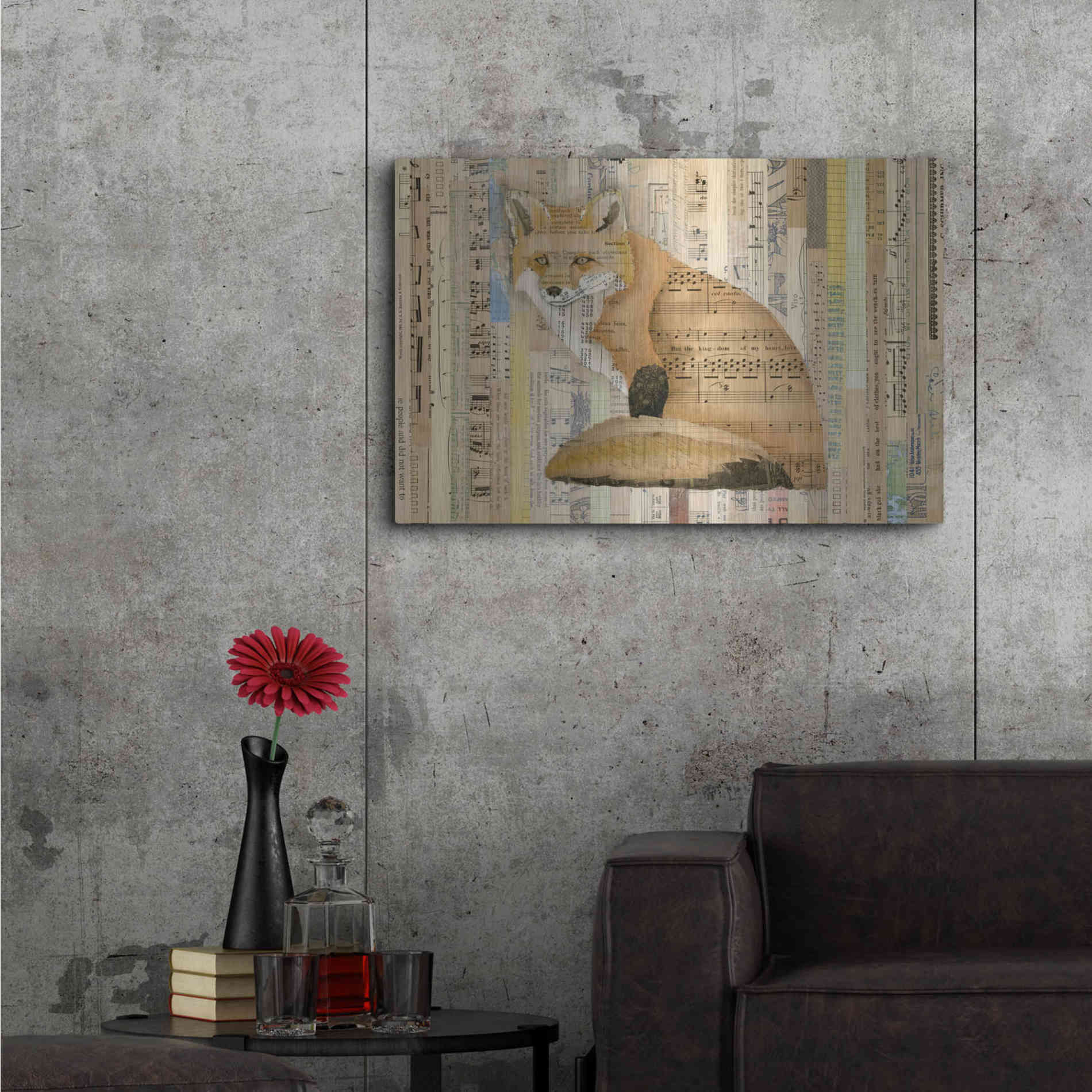 Luxe Metal Art 'Red Fox Collage II' by Nikki Galapon, Metal Wall Art,36x24