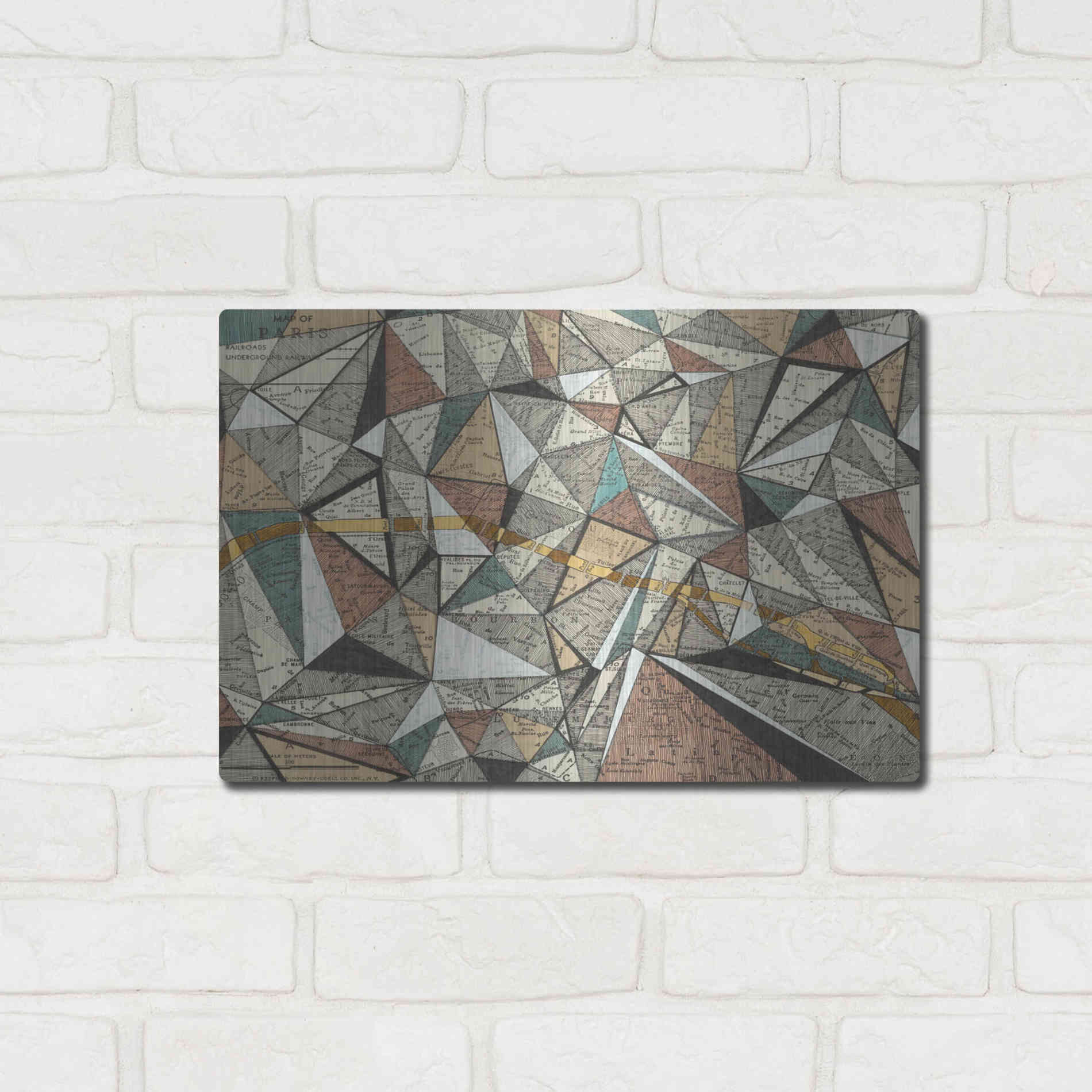 Luxe Metal Art 'Modern Map of Paris' by Nikki Galapon, Metal Wall Art,16x12