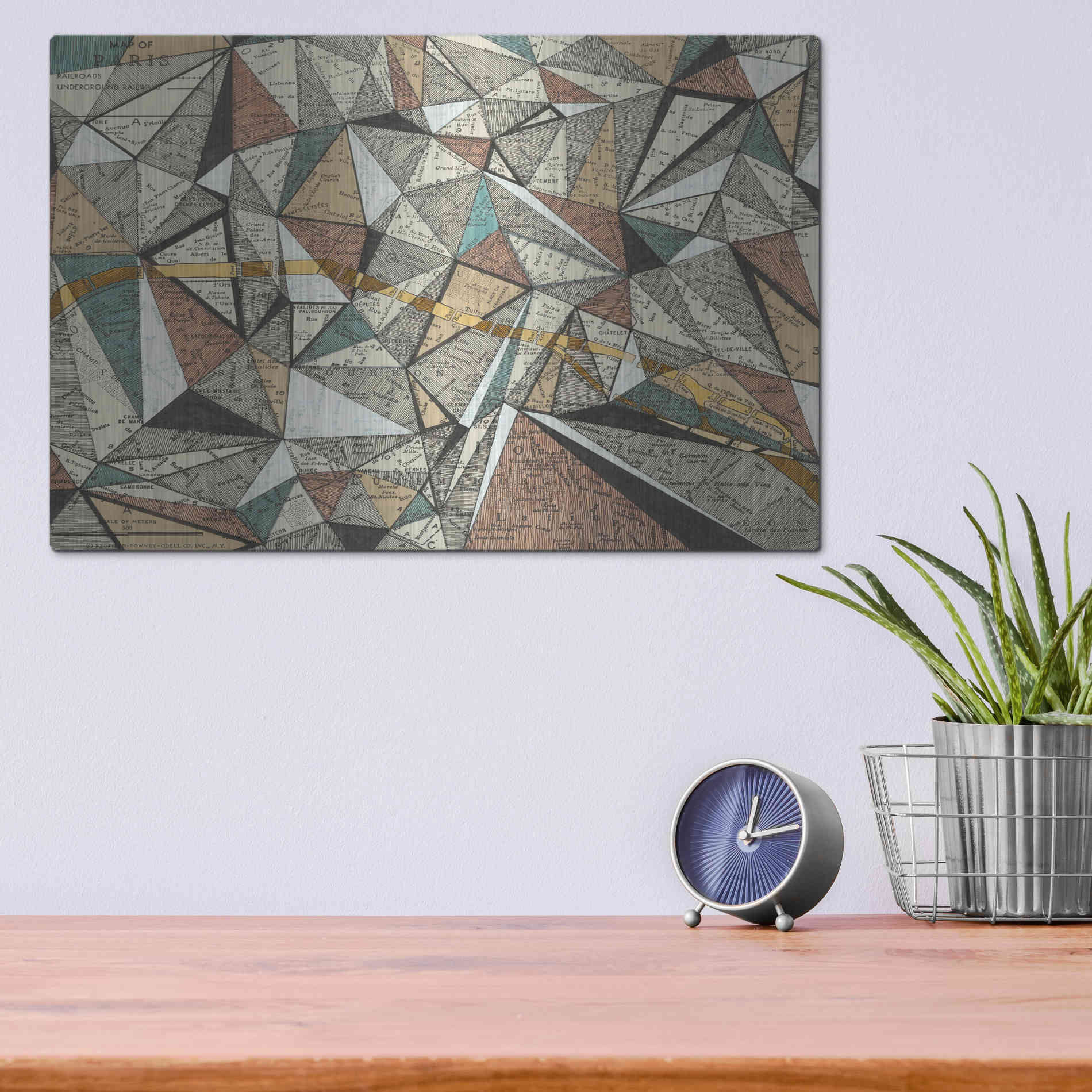 Luxe Metal Art 'Modern Map of Paris' by Nikki Galapon, Metal Wall Art,16x12