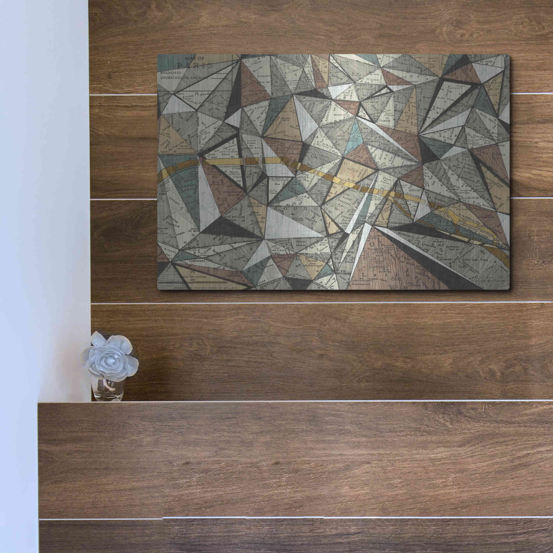 Luxe Metal Art 'Modern Map of Paris' by Nikki Galapon, Metal Wall Art,16x12