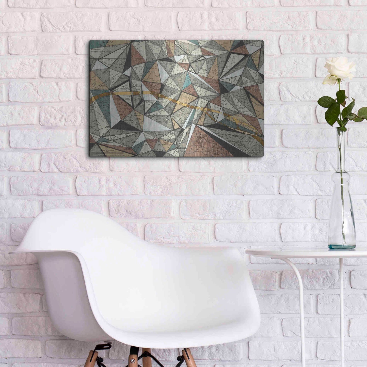 Luxe Metal Art 'Modern Map of Paris' by Nikki Galapon, Metal Wall Art,24x16