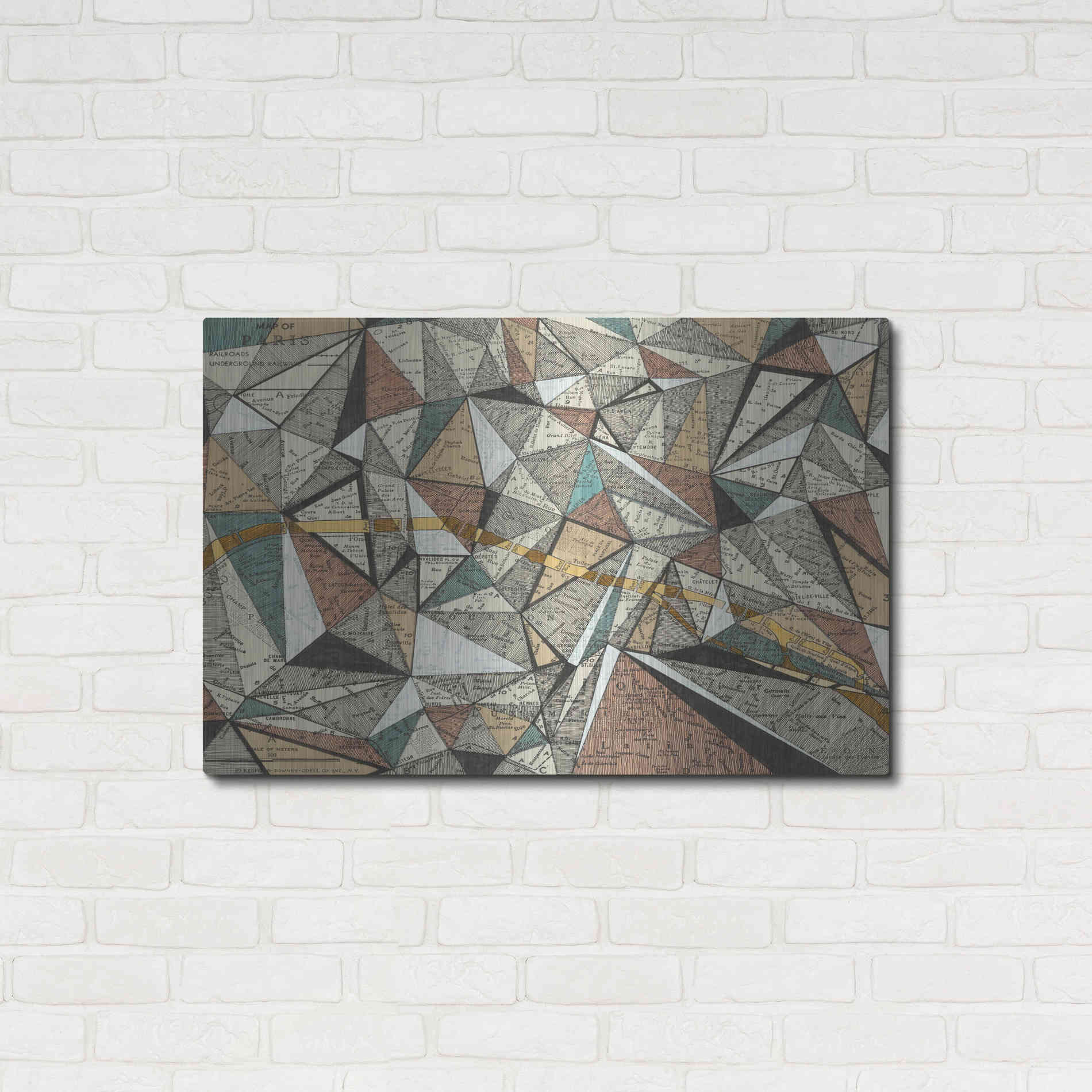 Luxe Metal Art 'Modern Map of Paris' by Nikki Galapon, Metal Wall Art,36x24