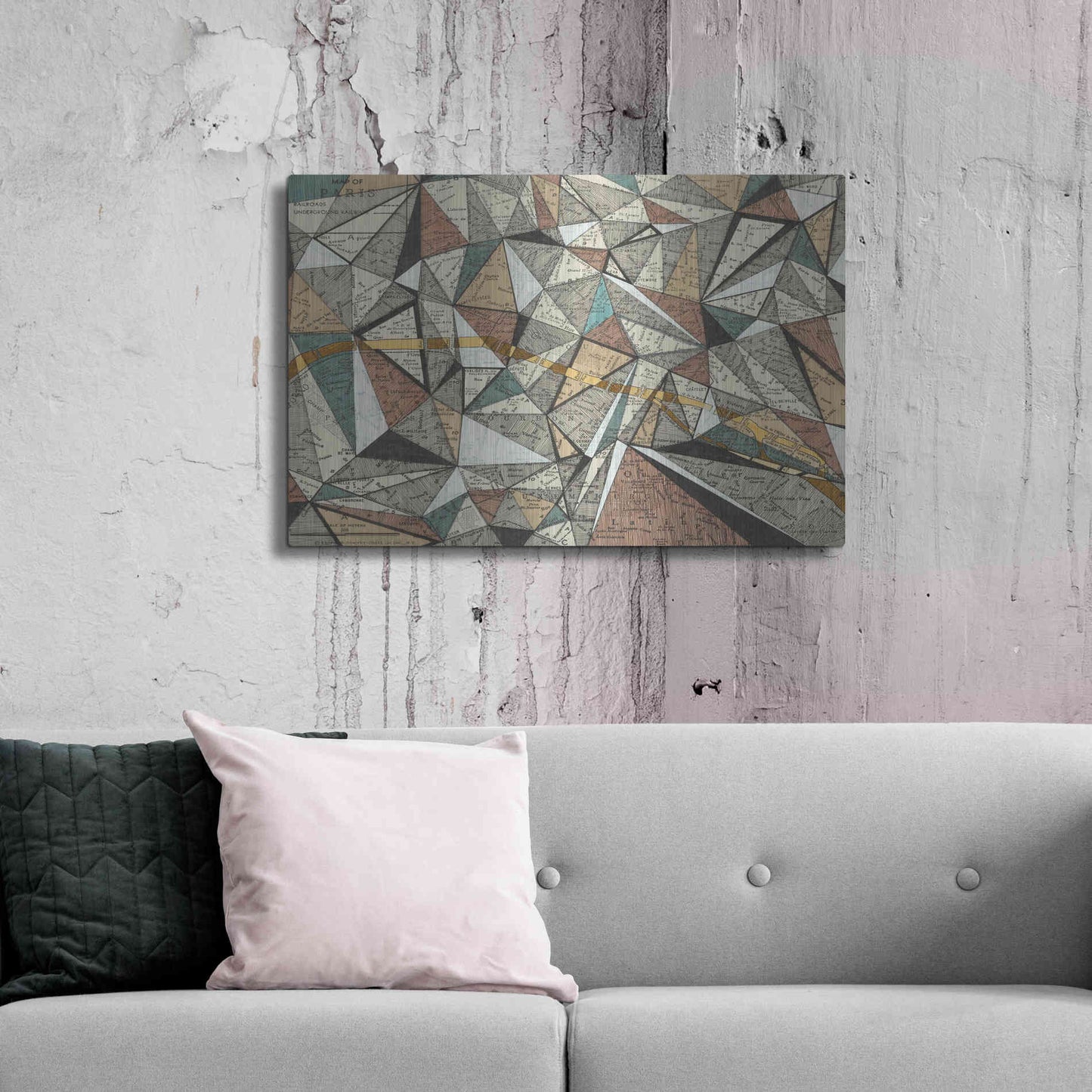 Luxe Metal Art 'Modern Map of Paris' by Nikki Galapon, Metal Wall Art,36x24