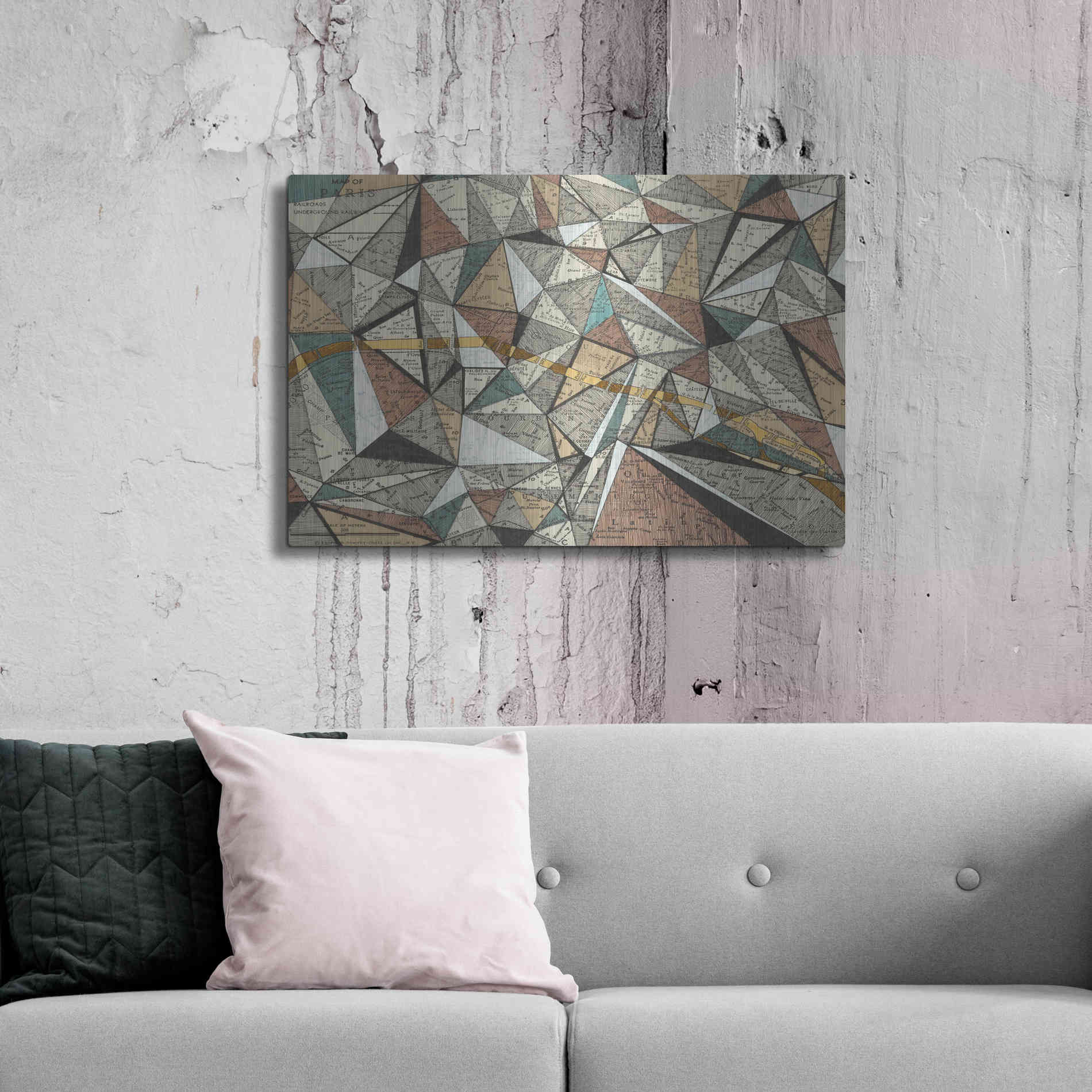 Luxe Metal Art 'Modern Map of Paris' by Nikki Galapon, Metal Wall Art,36x24