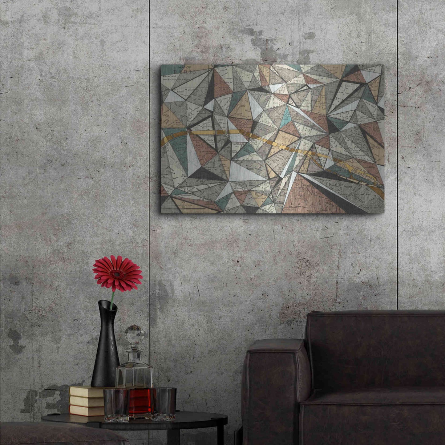 Luxe Metal Art 'Modern Map of Paris' by Nikki Galapon, Metal Wall Art,36x24