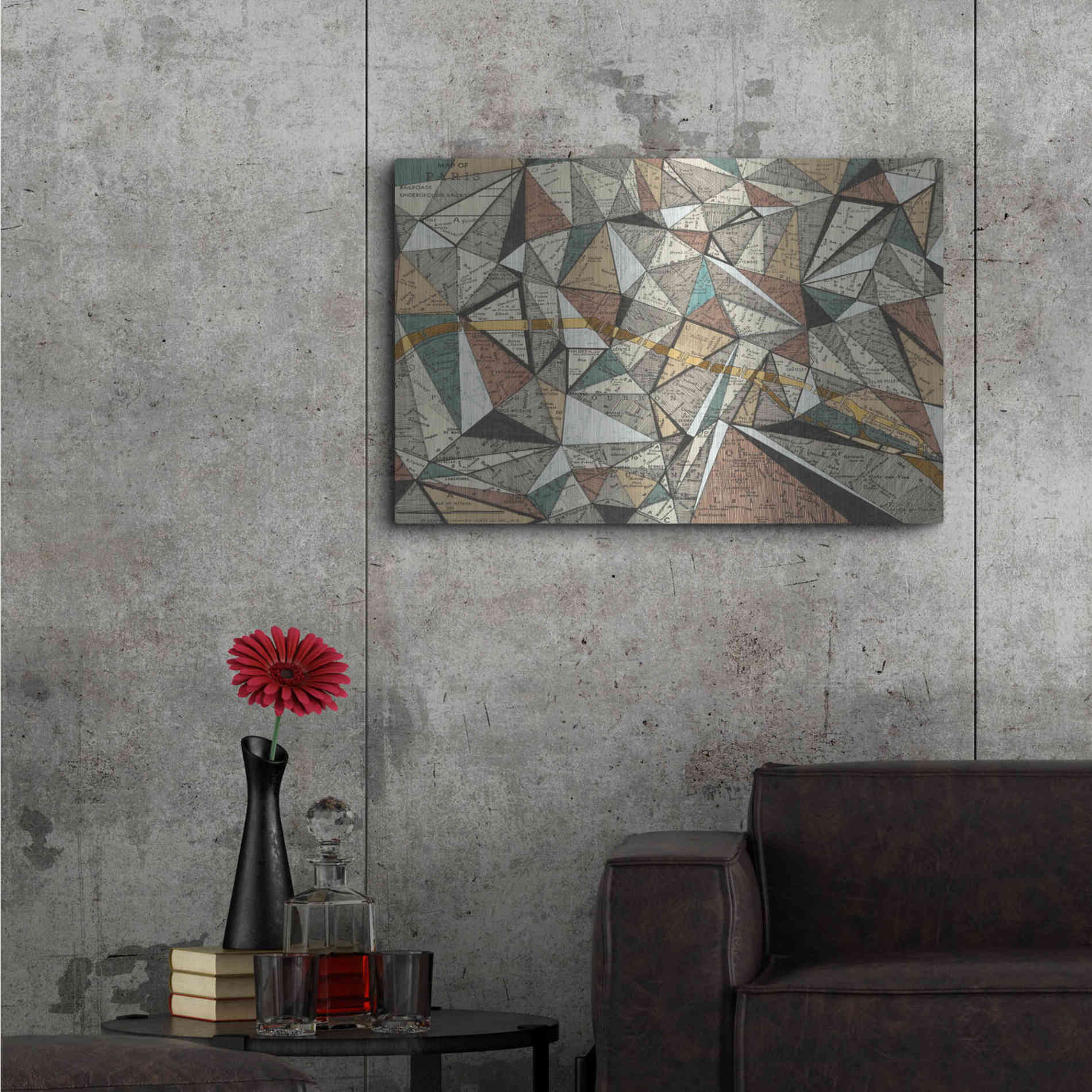 Luxe Metal Art 'Modern Map of Paris' by Nikki Galapon, Metal Wall Art,36x24