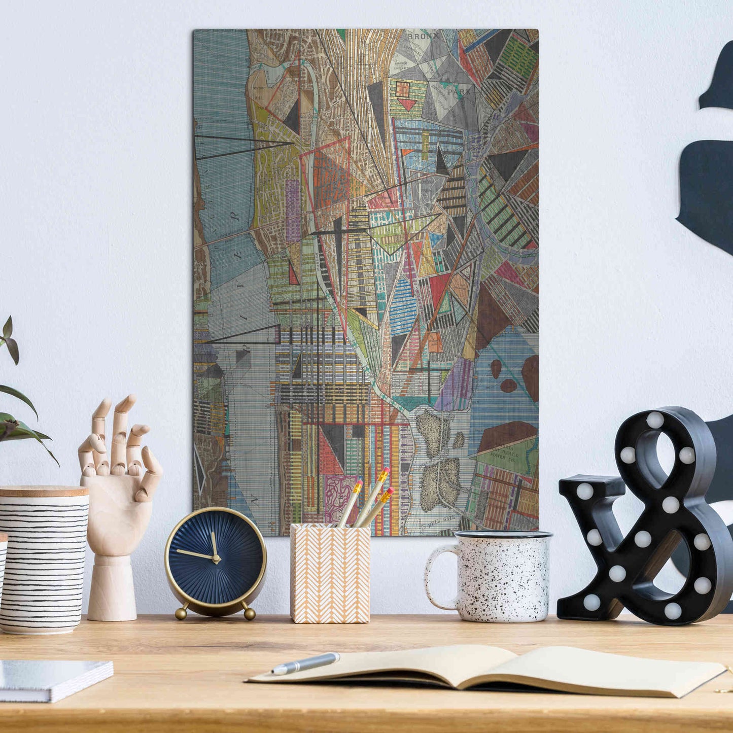 Luxe Metal Art 'Modern Map of New York I' by Nikki Galapon, Metal Wall Art,12x16