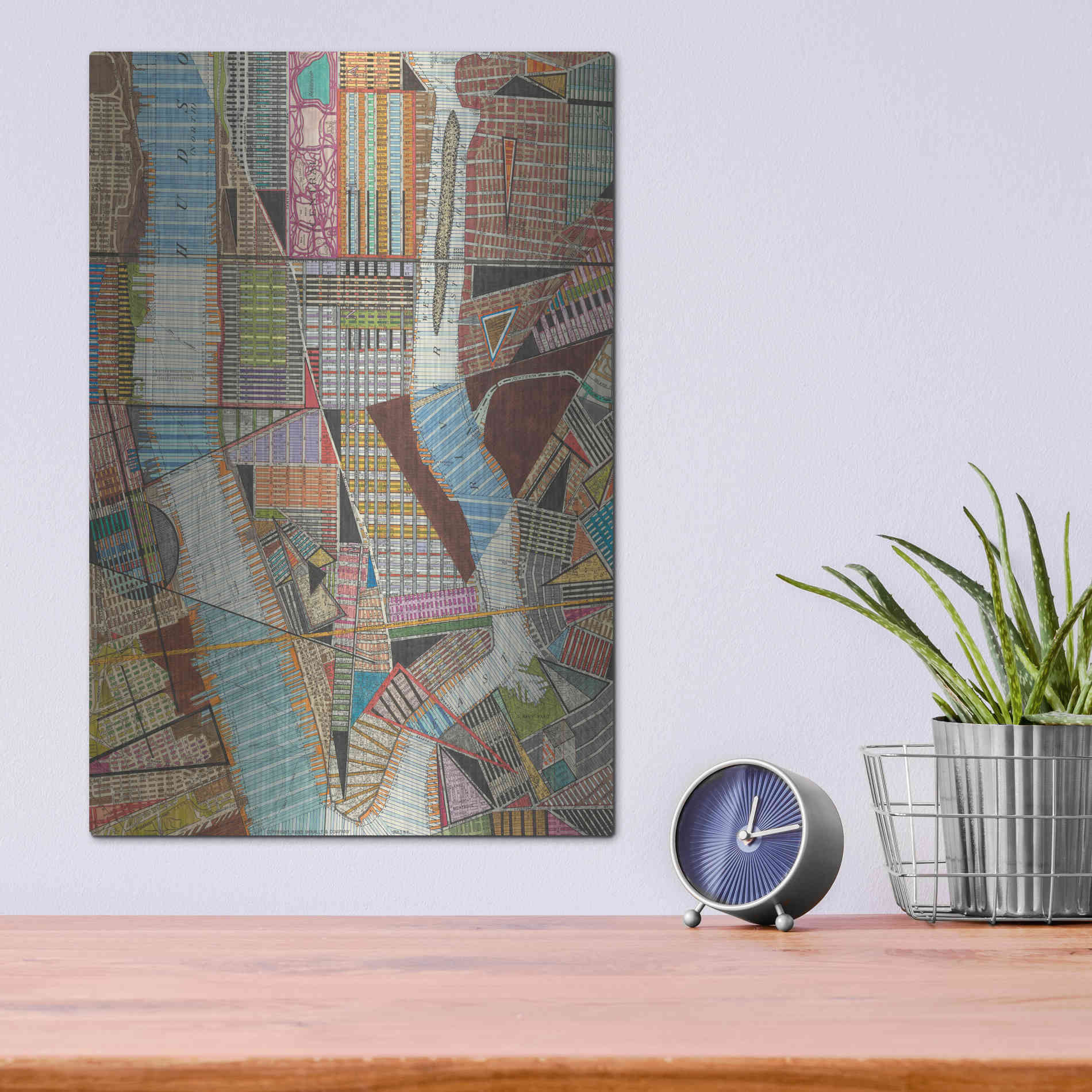 Luxe Metal Art 'Modern Map of New York II' by Nikki Galapon, Metal Wall Art,12x16