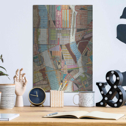 Luxe Metal Art 'Modern Map of New York II' by Nikki Galapon, Metal Wall Art,12x16