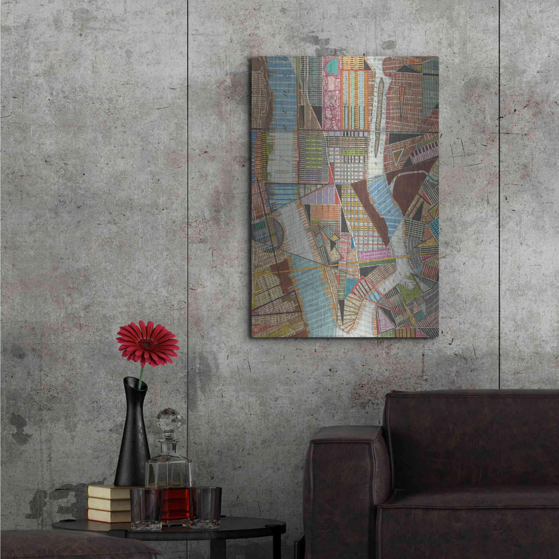 Luxe Metal Art 'Modern Map of New York II' by Nikki Galapon, Metal Wall Art,24x36