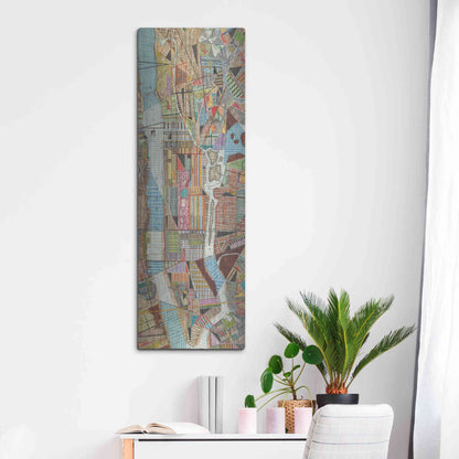 Luxe Metal Art 'Modern Map of New York III' by Nikki Galapon, Metal Wall Art,16x48