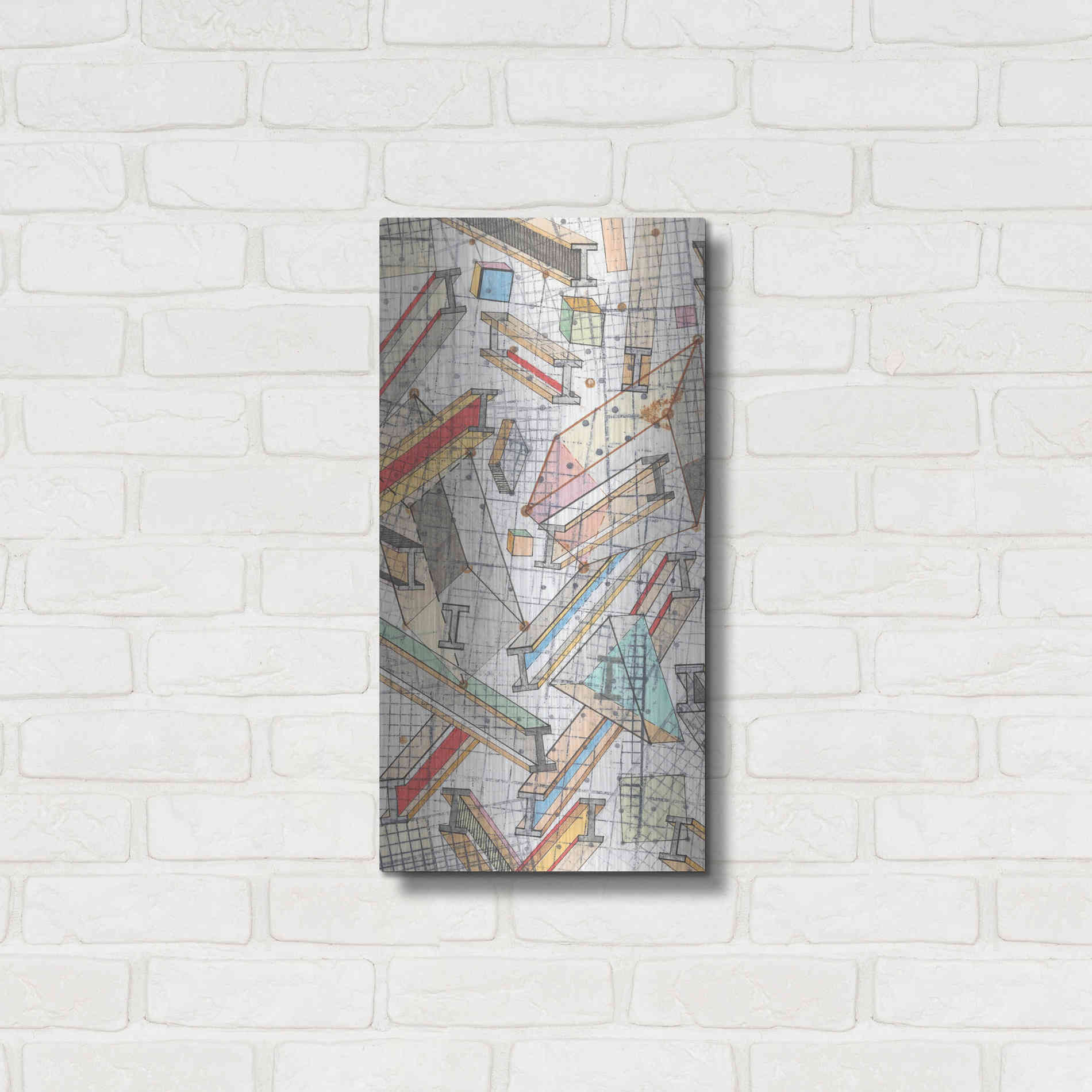 Luxe Metal Art 'Funky Grid I' by Nikki Galapon, Metal Wall Art,12x24