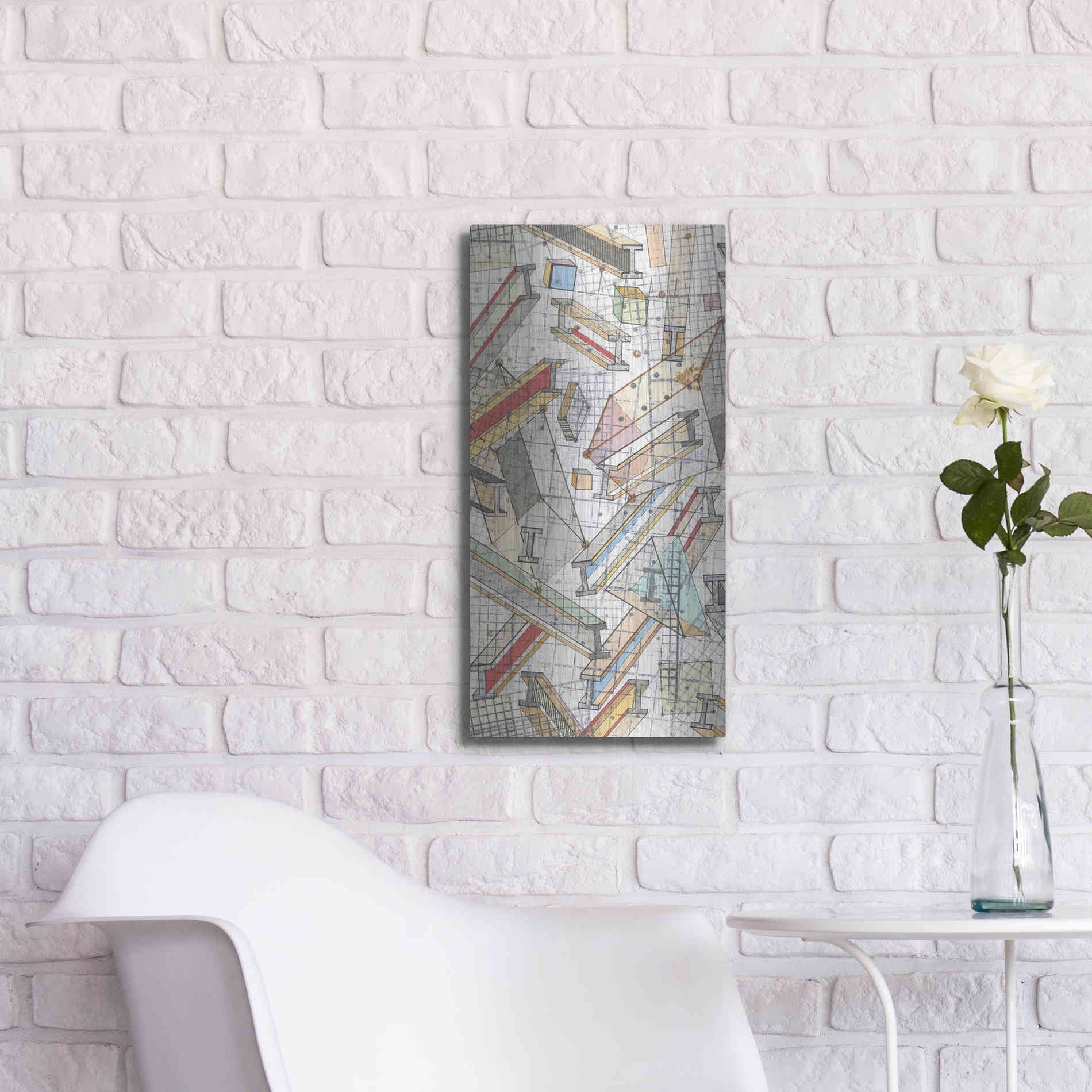 Luxe Metal Art 'Funky Grid I' by Nikki Galapon, Metal Wall Art,12x24