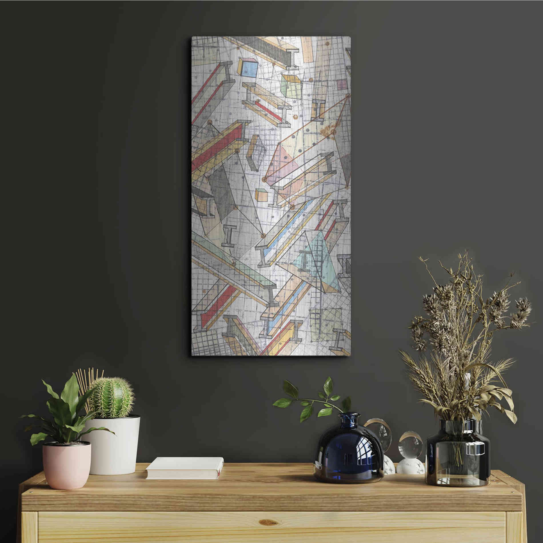 Luxe Metal Art 'Funky Grid I' by Nikki Galapon, Metal Wall Art,12x24