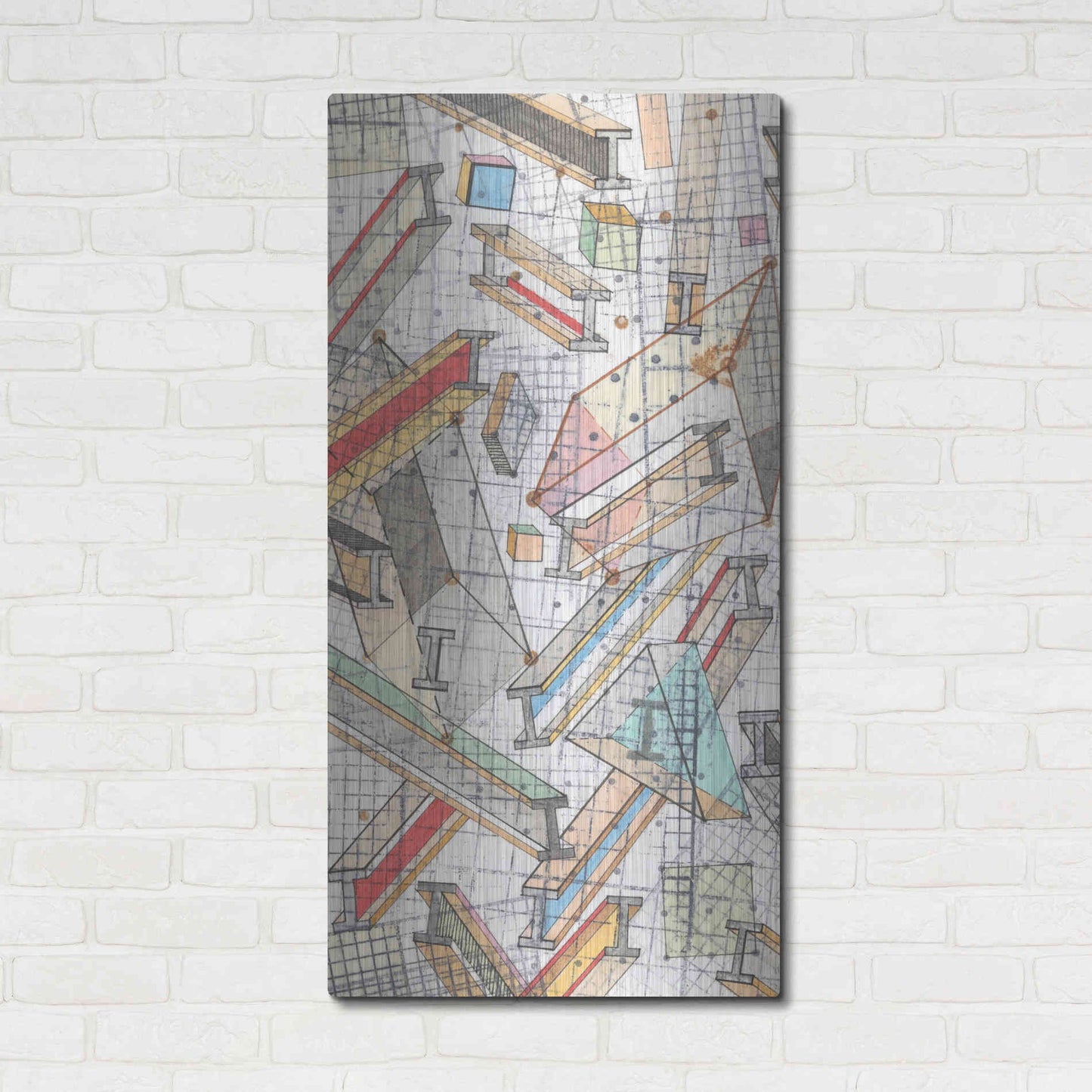 Luxe Metal Art 'Funky Grid I' by Nikki Galapon, Metal Wall Art,24x48