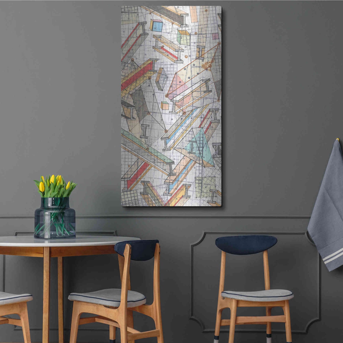 Luxe Metal Art 'Funky Grid I' by Nikki Galapon, Metal Wall Art,24x48