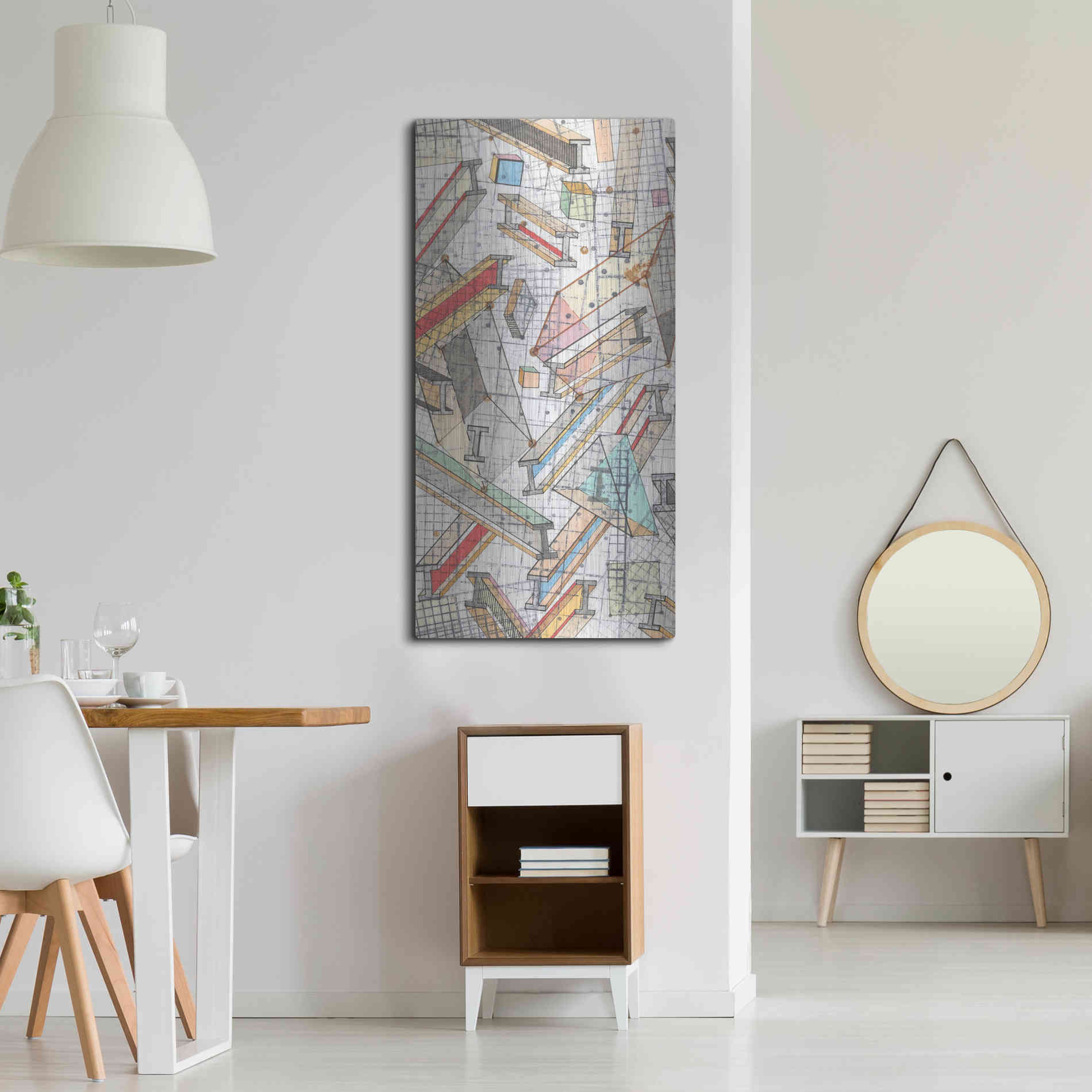 Luxe Metal Art 'Funky Grid I' by Nikki Galapon, Metal Wall Art,24x48