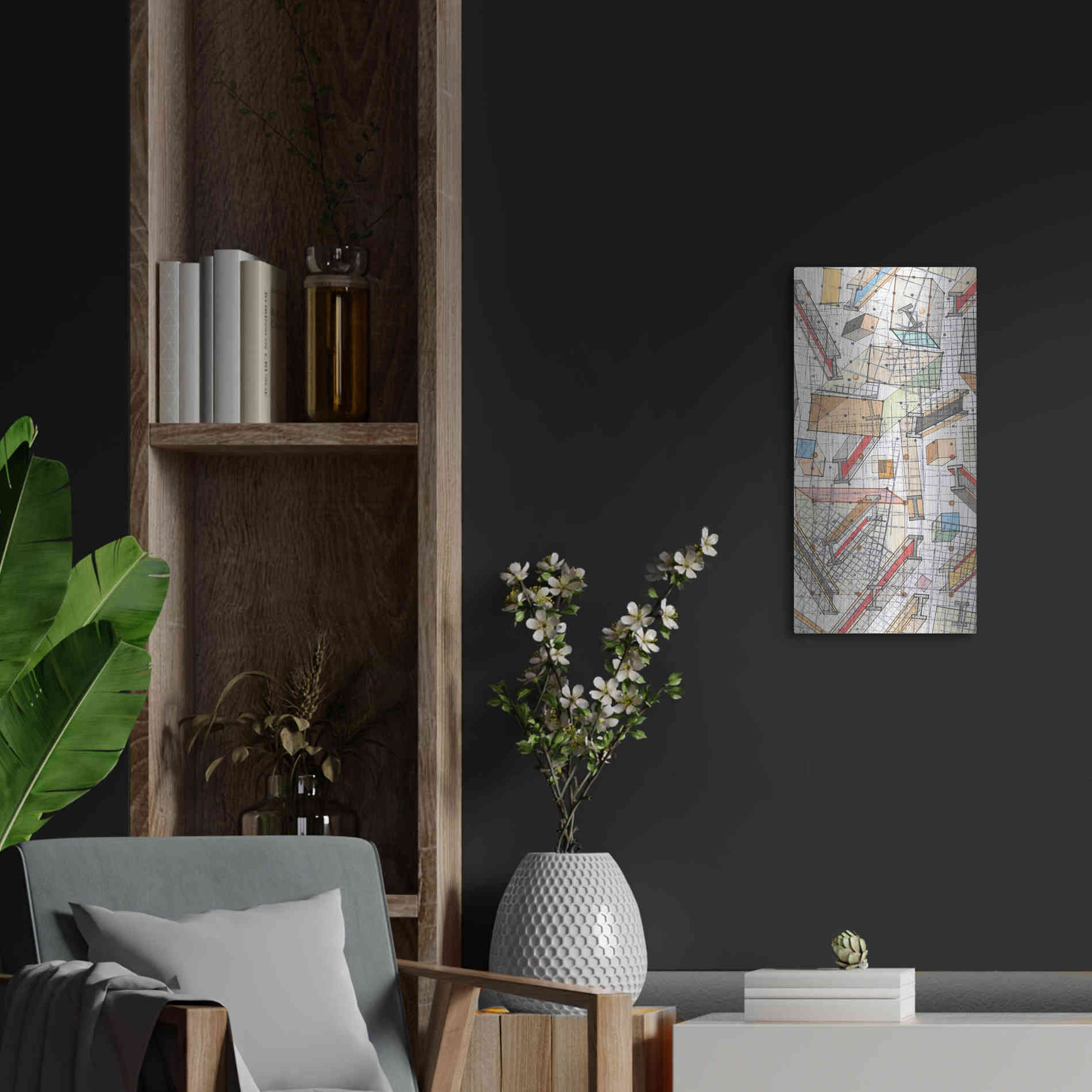 Luxe Metal Art 'Funky Grid II' by Nikki Galapon, Metal Wall Art,12x24