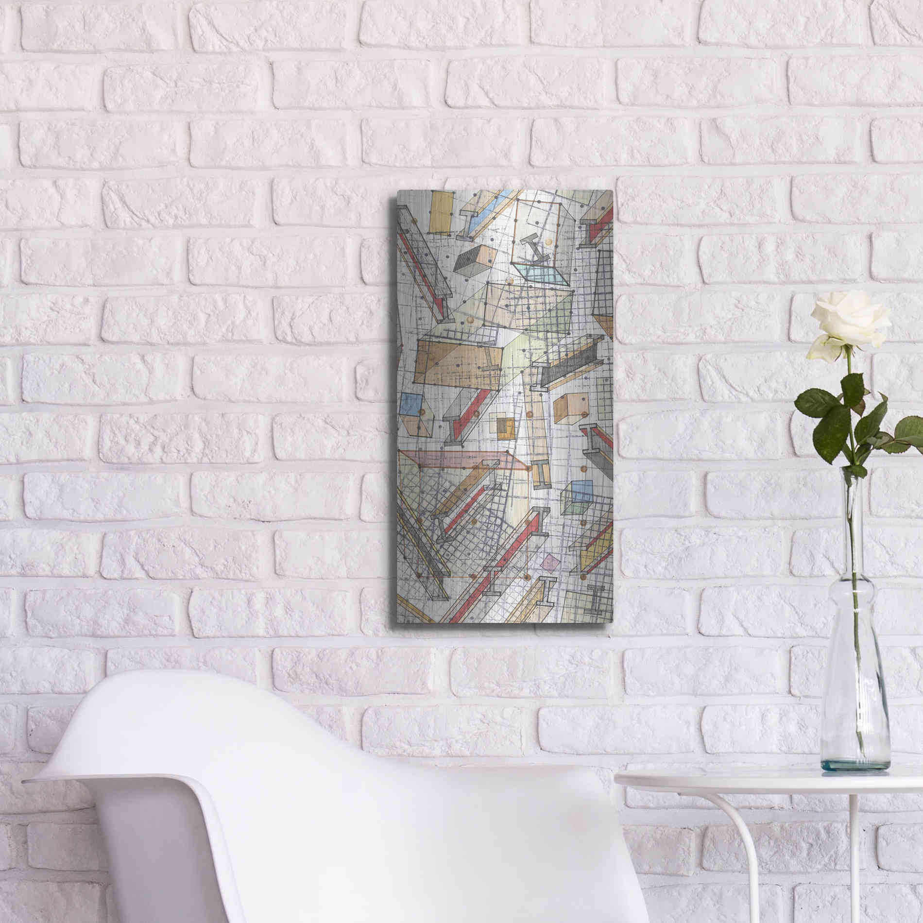 Luxe Metal Art 'Funky Grid II' by Nikki Galapon, Metal Wall Art,12x24