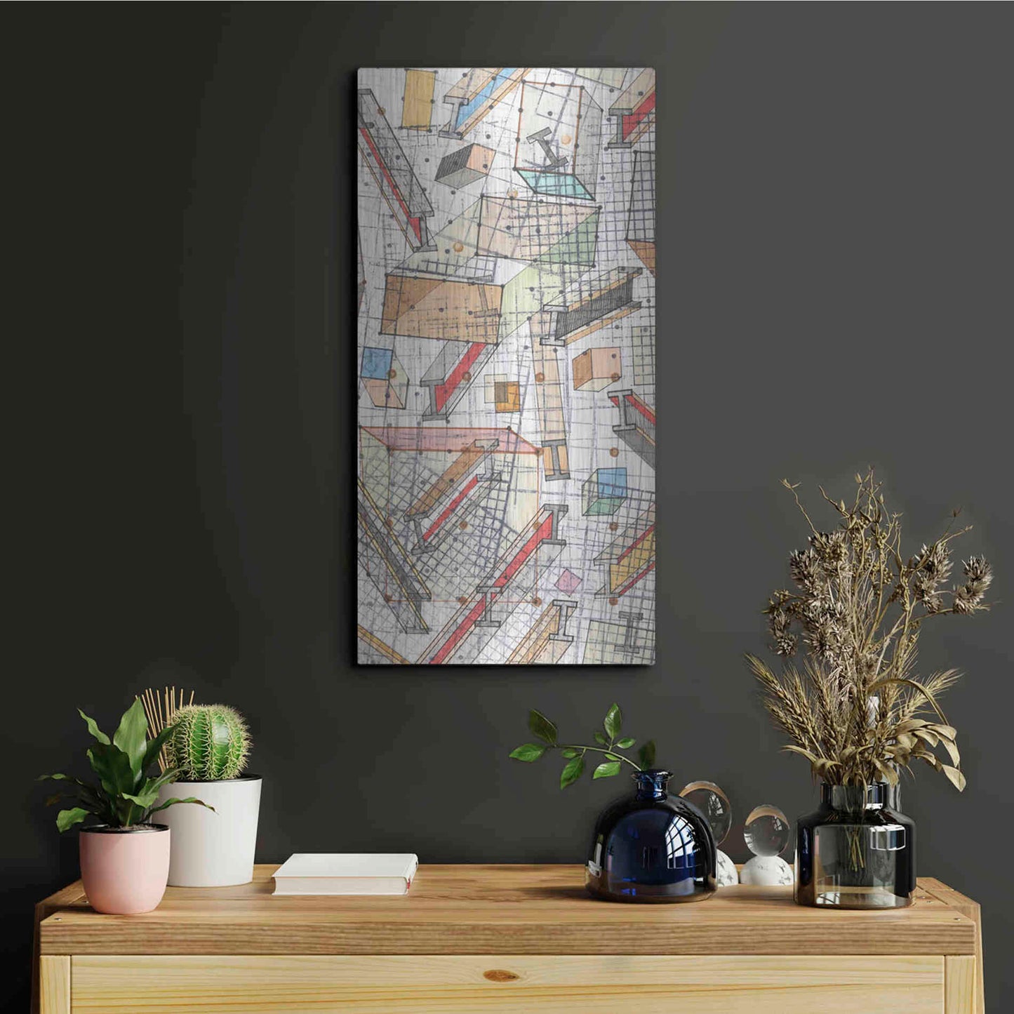 Luxe Metal Art 'Funky Grid II' by Nikki Galapon, Metal Wall Art,12x24