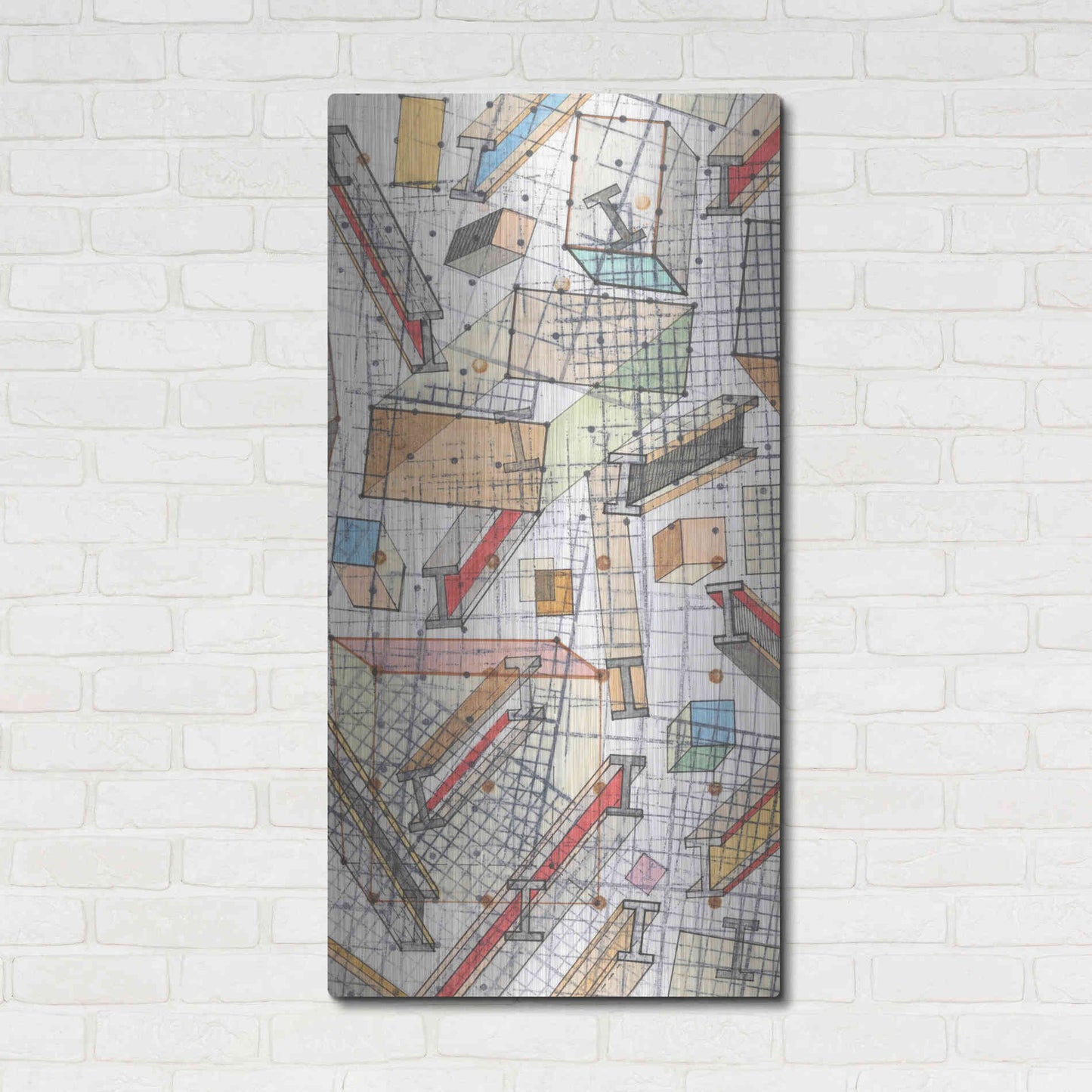 Luxe Metal Art 'Funky Grid II' by Nikki Galapon, Metal Wall Art,24x48