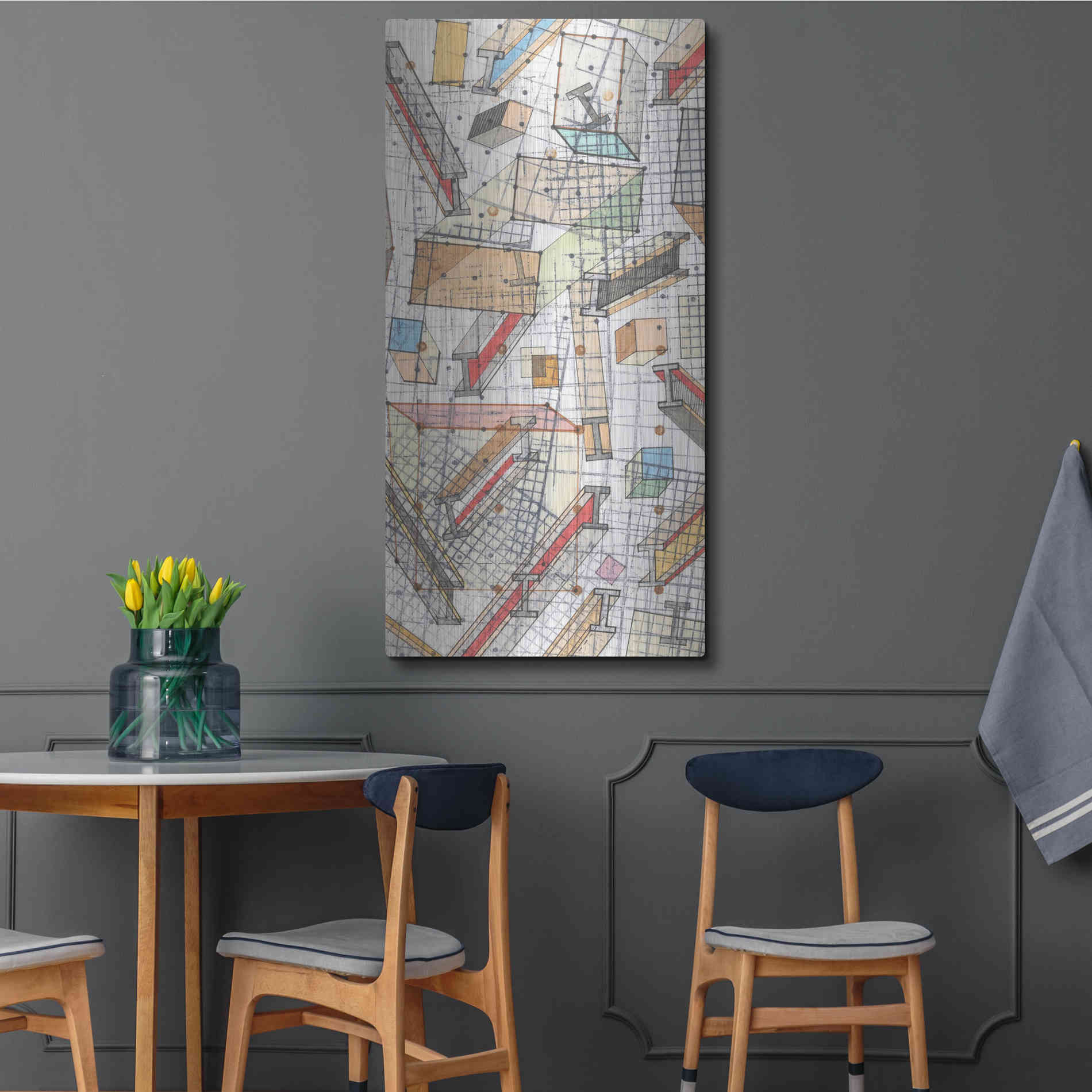 Luxe Metal Art 'Funky Grid II' by Nikki Galapon, Metal Wall Art,24x48
